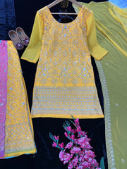 Designer Party Wear Top Sharara And Beautiful Dupatta
