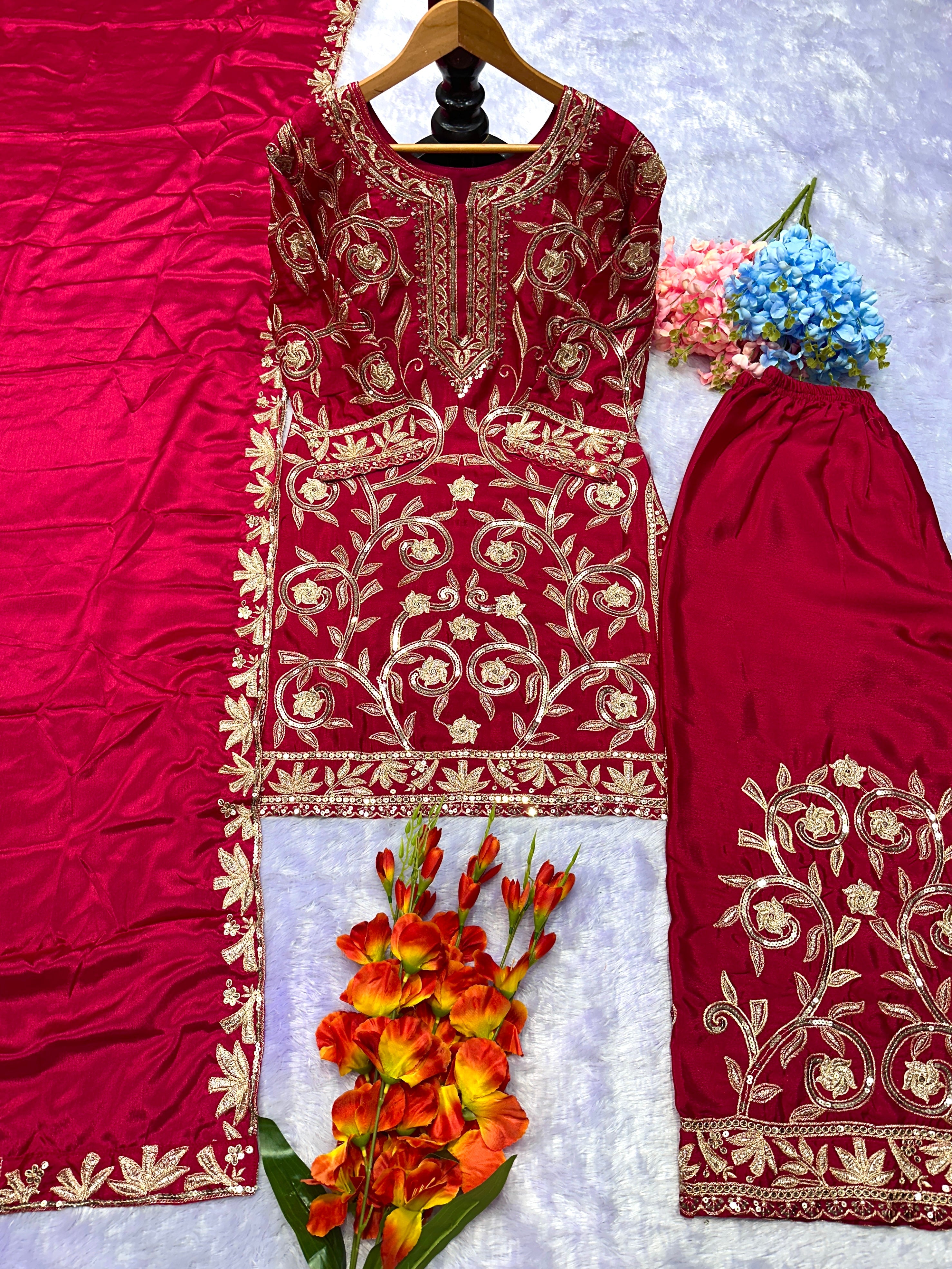 Party Wear Beautiful Top-Bottom And Fancy Dupatta