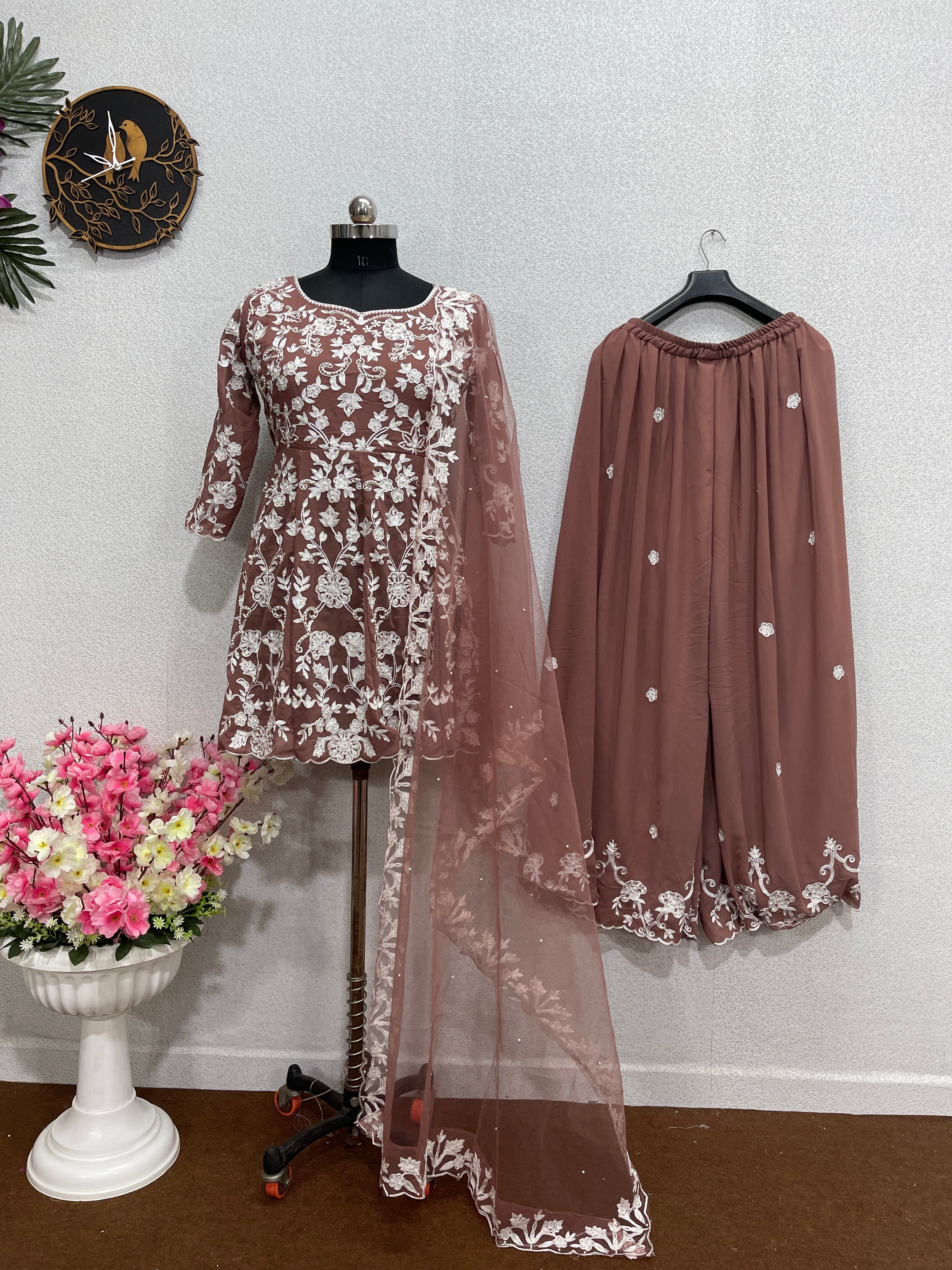 Beautiful Party Wear Top And Plazzo With Dupatta
