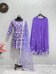Beautiful Party Wear Top And Plazzo With Dupatta