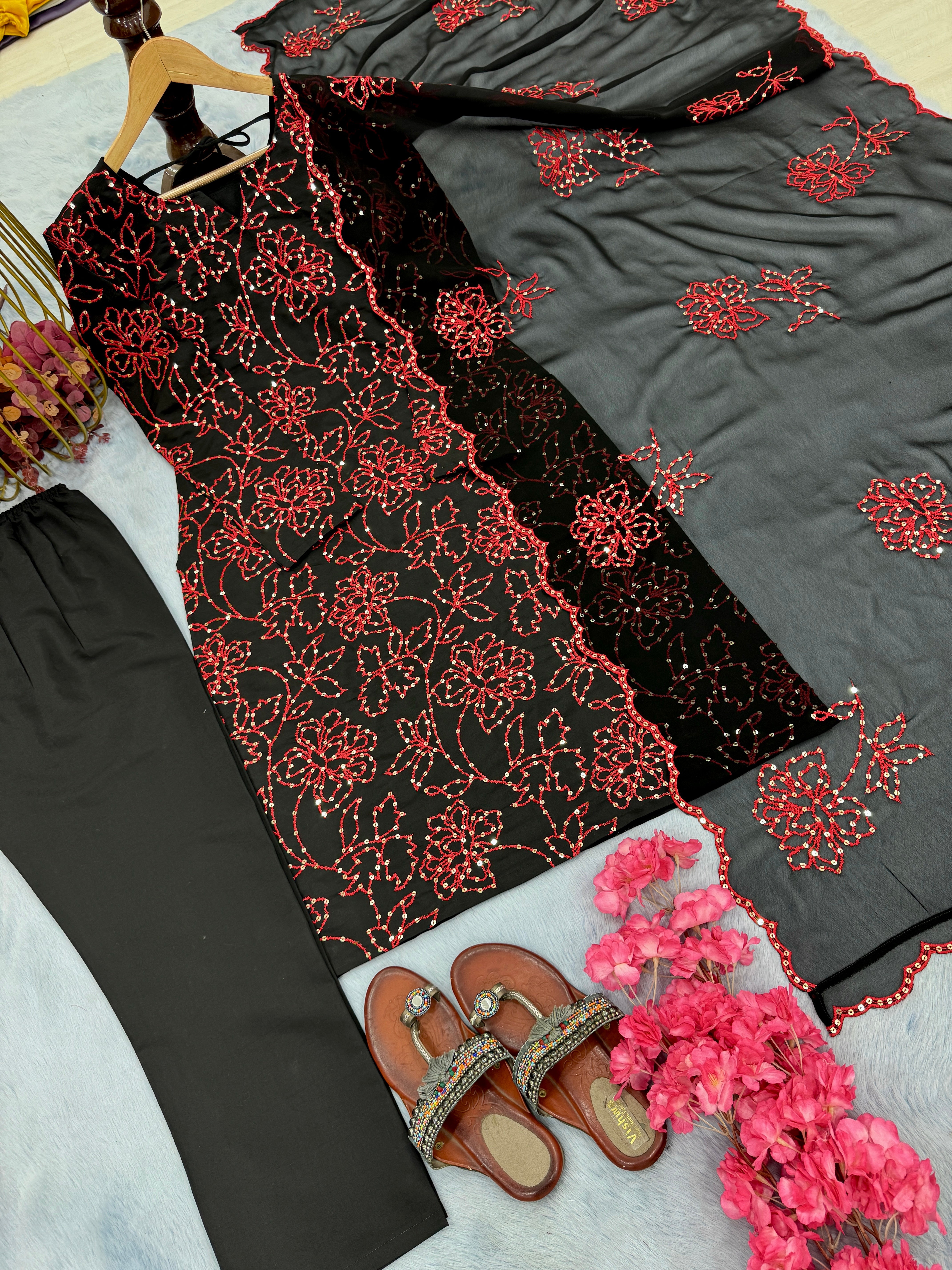 Designer Party Wear Top And Bottom With Dupatta