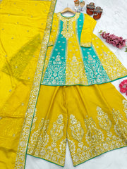 Designer Party Wear Look Top Plazzo & Dupatta Set