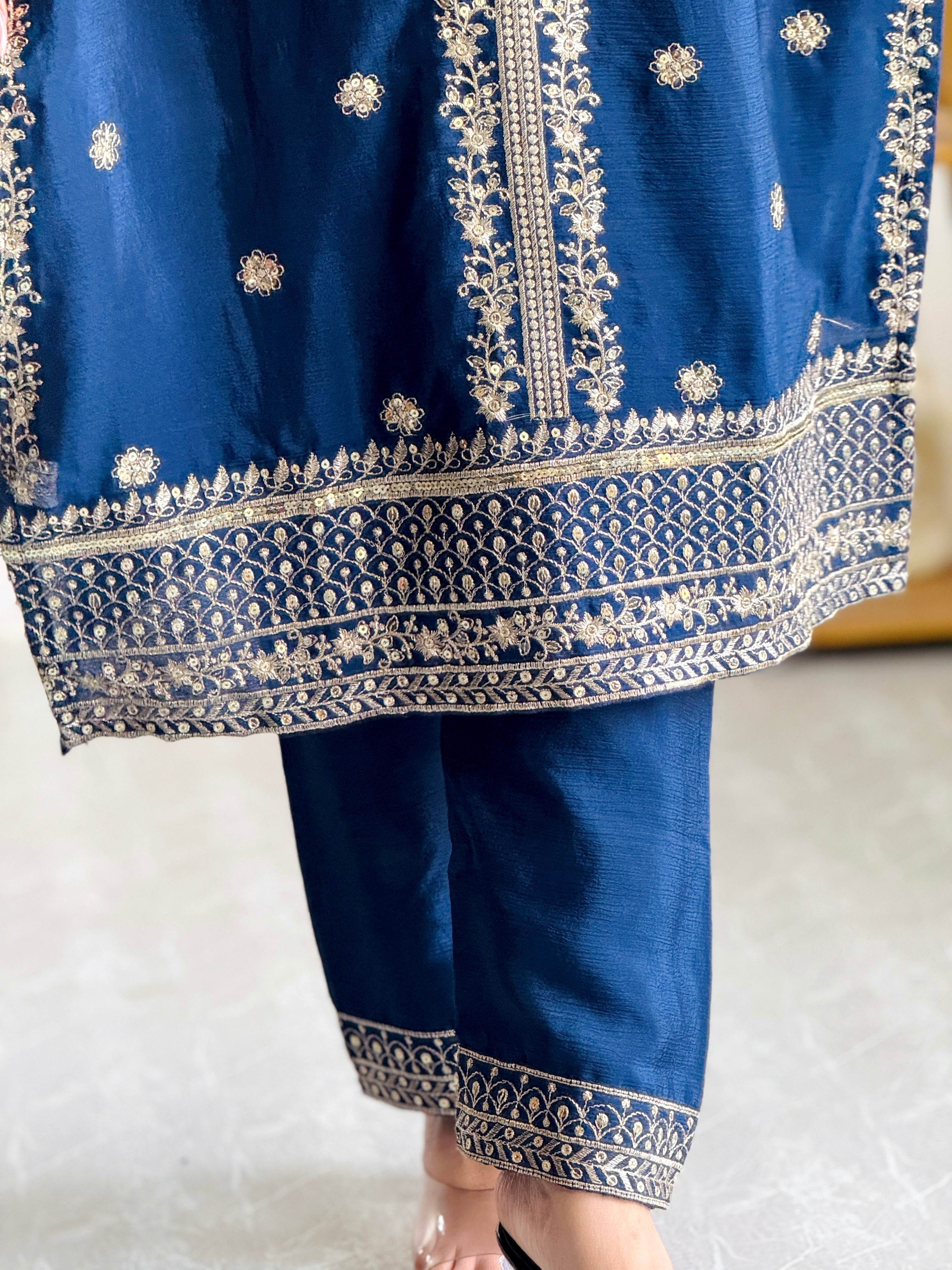 Party Wear Top-Pent And Dupatta With Embroidery Sequence Work