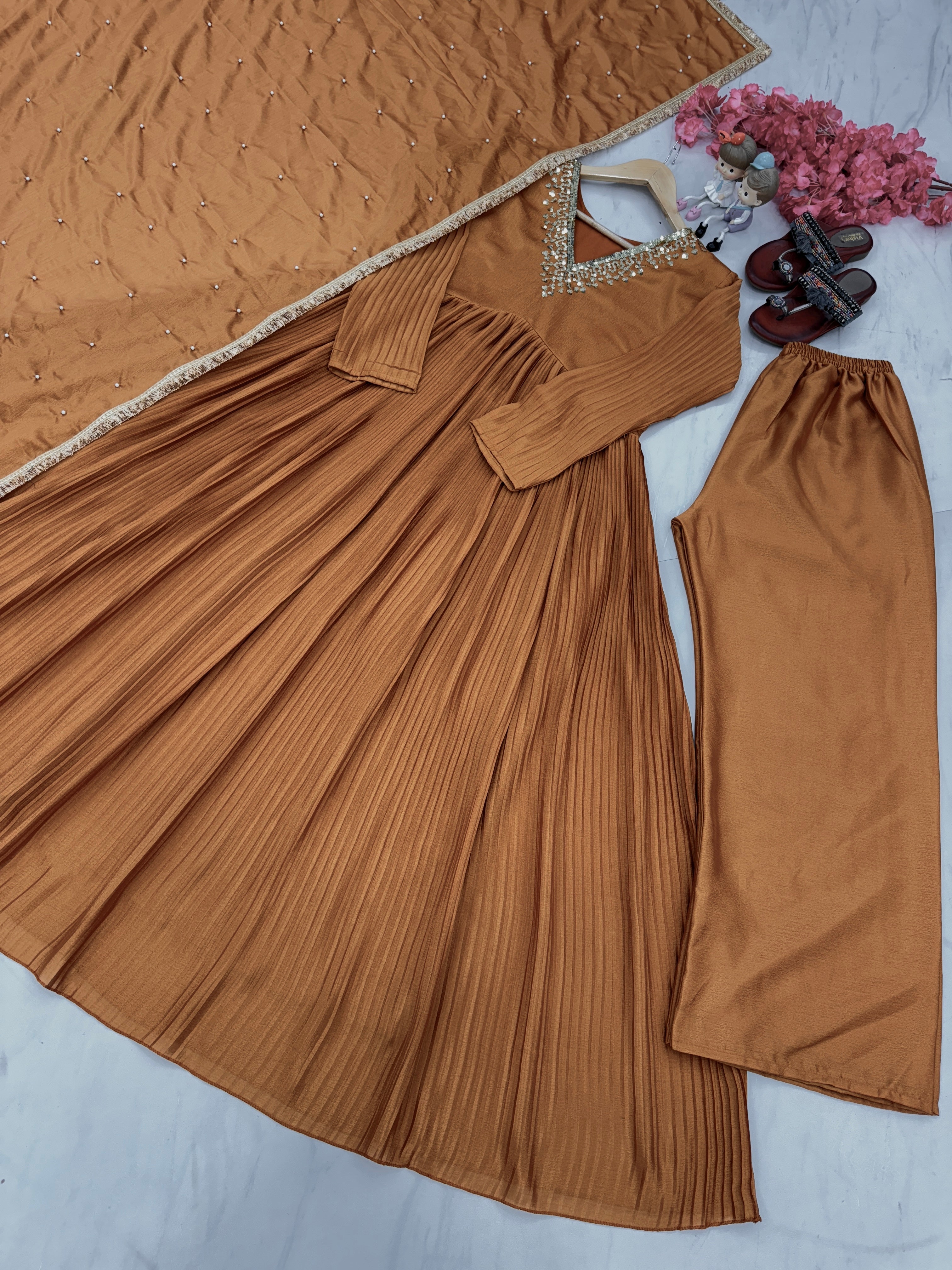 Alia cut Anarkali Gown, Dupatta & Bottom Set