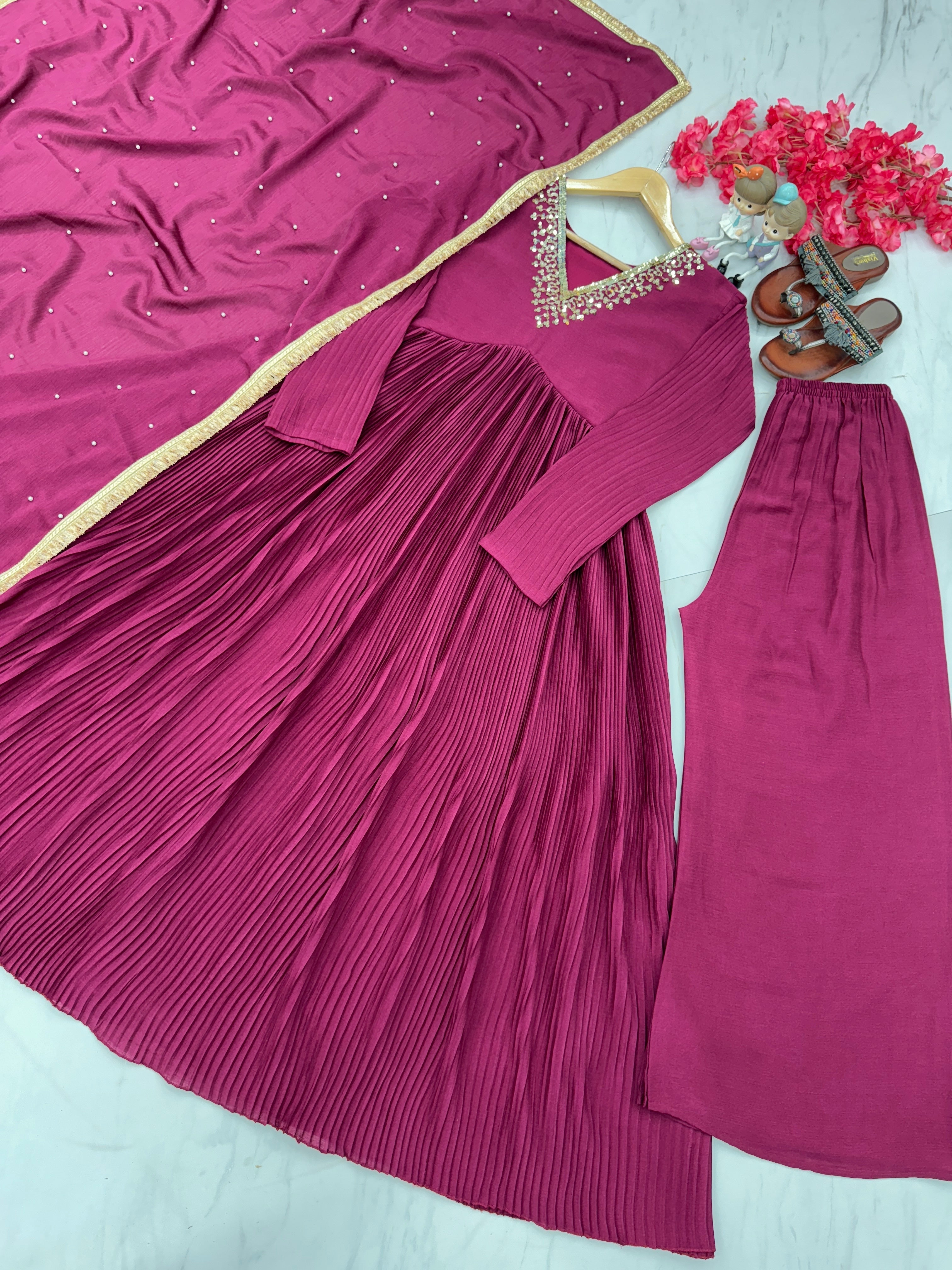 Alia cut Anarkali Gown, Dupatta & Bottom Set