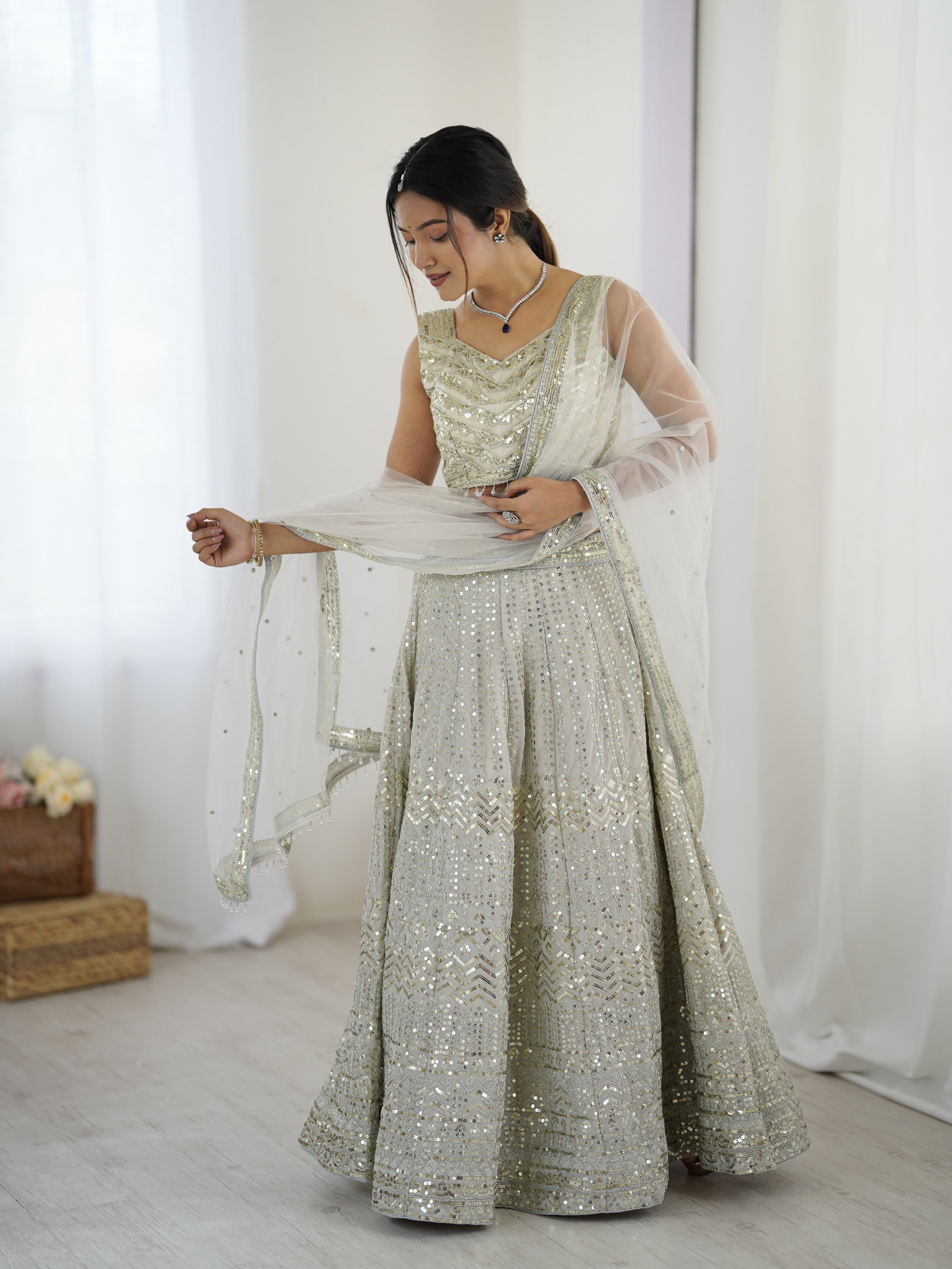 Party Wear Designer Lehenga Choli With Sequence Work