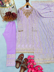 Party Wear Top Bottom & Dupatta With Embroidery Sequence Work