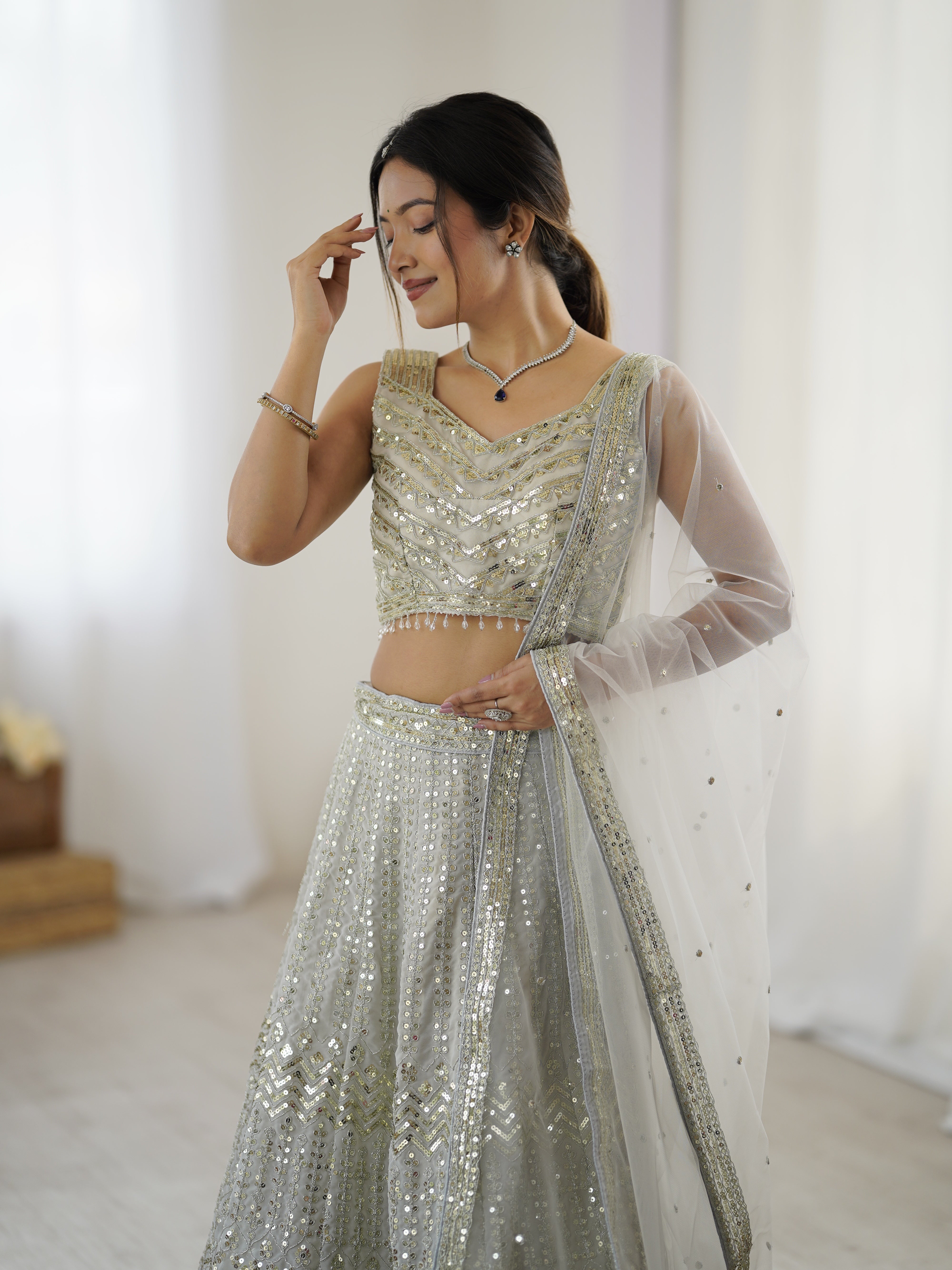 Party Wear Designer Lehenga Choli With Sequence Work