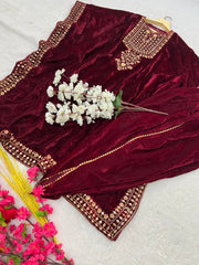 Party Wear Beautiful Top And Bottom With Embroidery Work