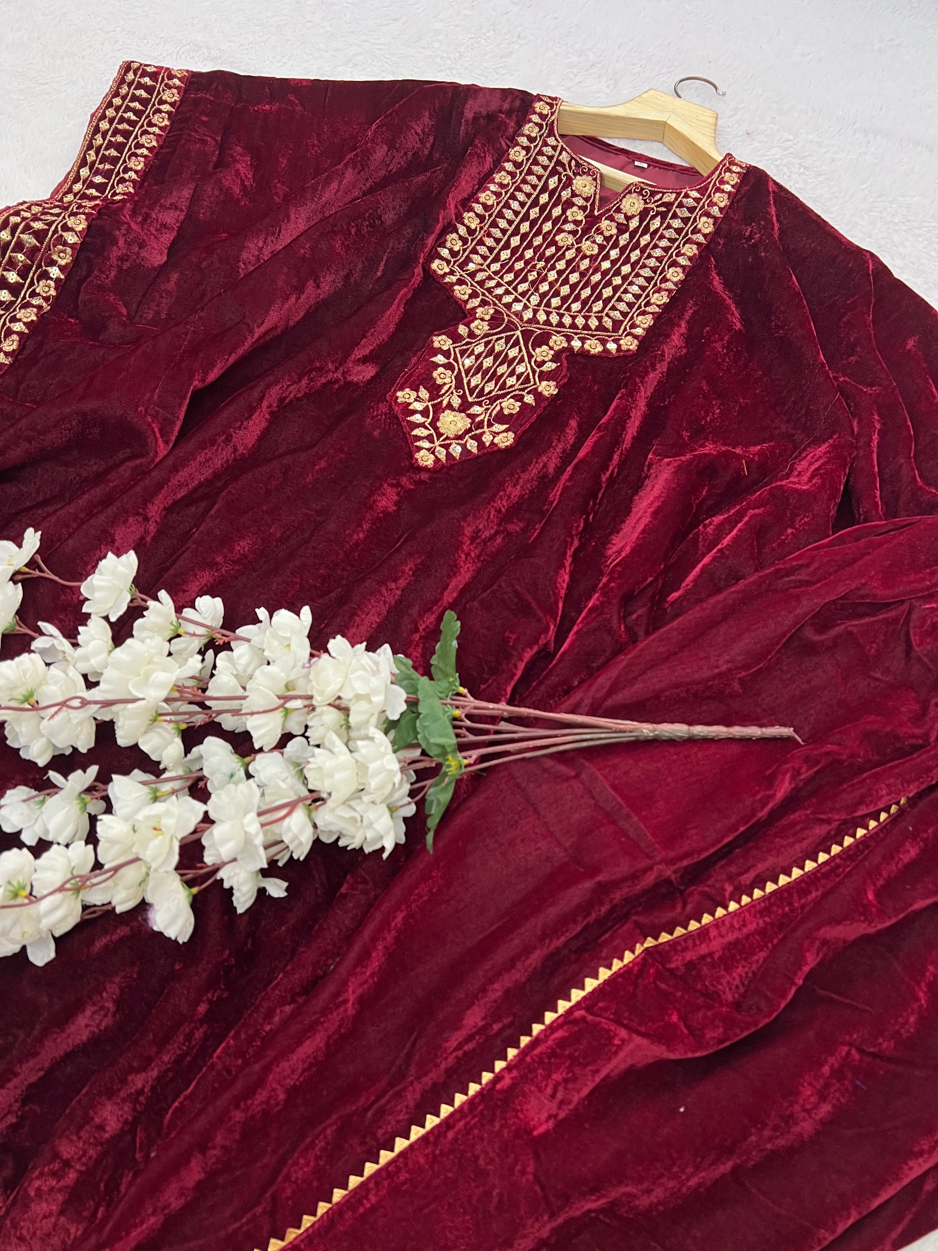 Party Wear Beautiful Top And Bottom With Embroidery Work