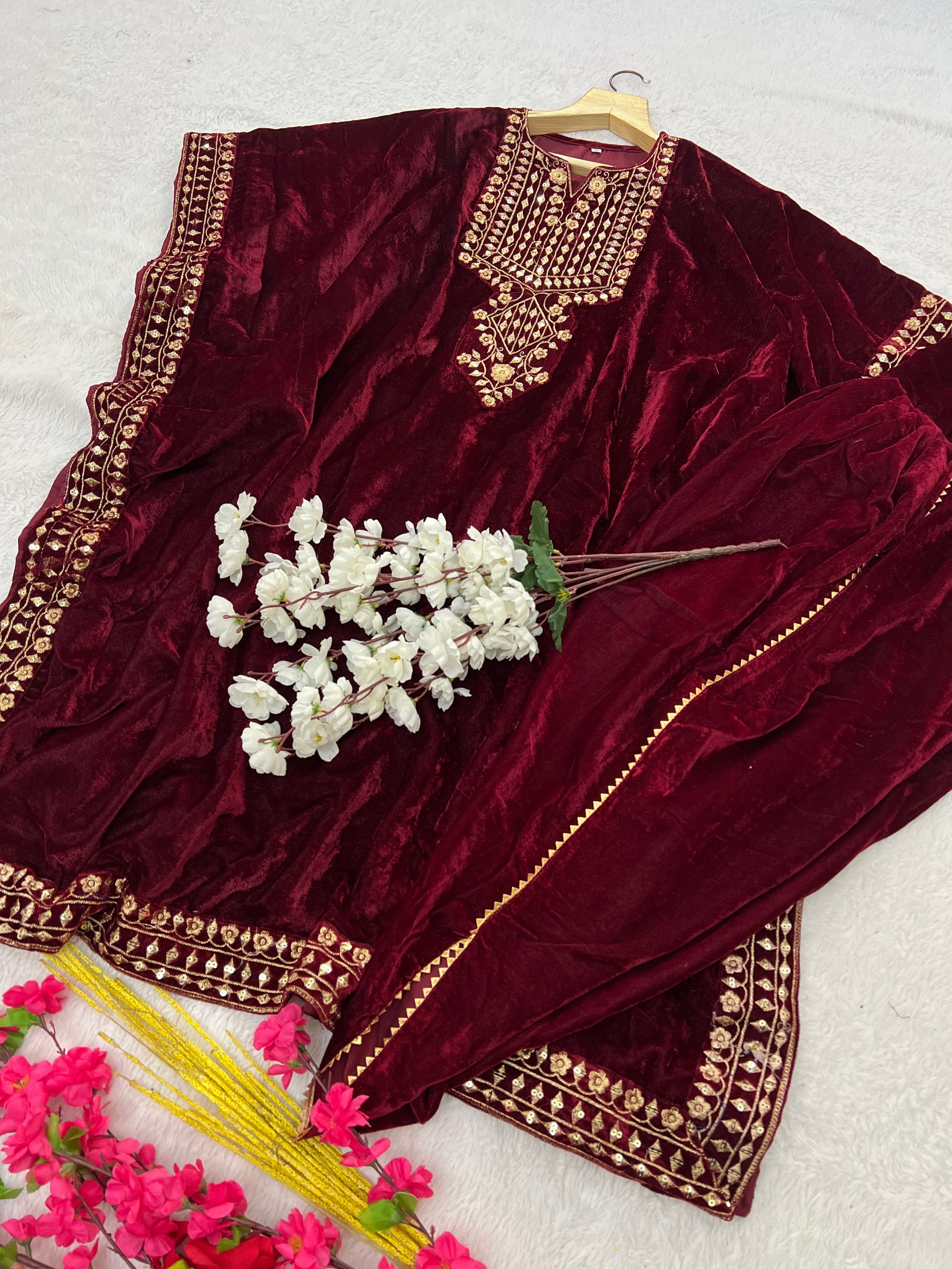 Party Wear Beautiful Top And Bottom With Embroidery Work