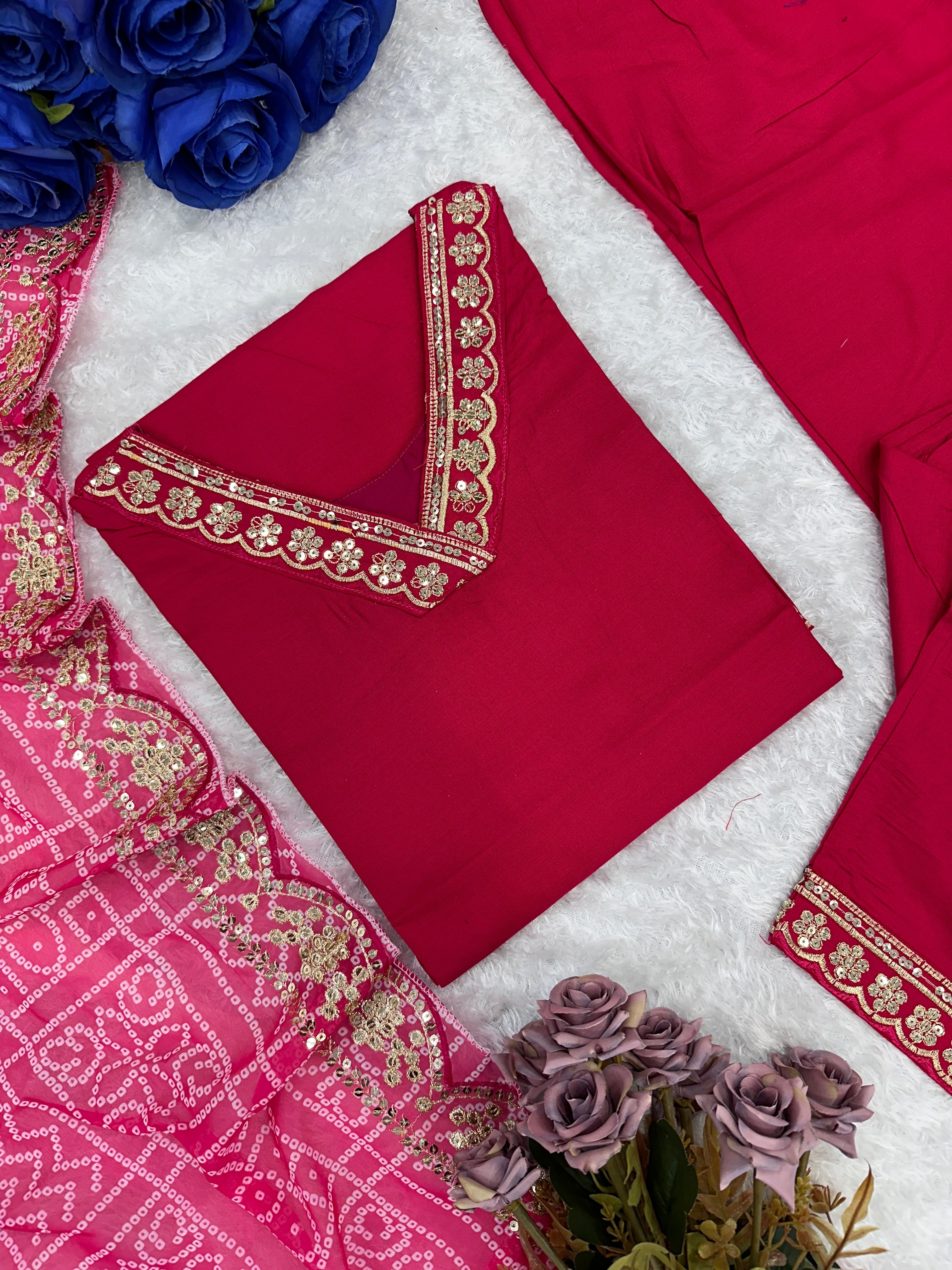 Designer Party Wear Look Top Pent And Dupatta