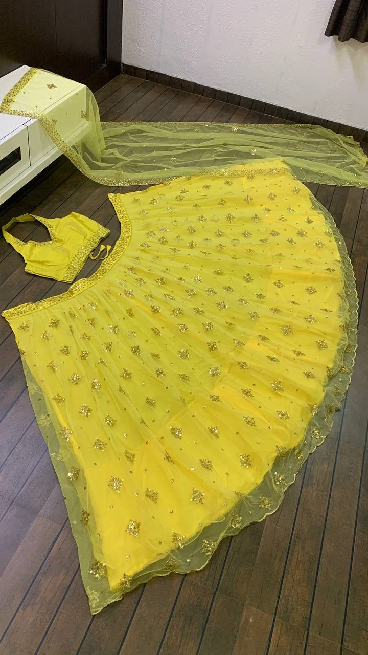 Party Wear Beautiful Lehenga Choli With Sequence & Zari Work