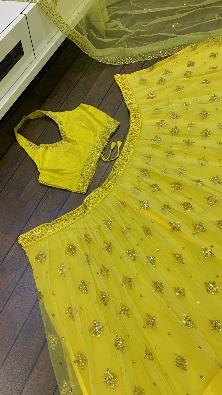 Party Wear Beautiful Lehenga Choli With Sequence & Zari Work
