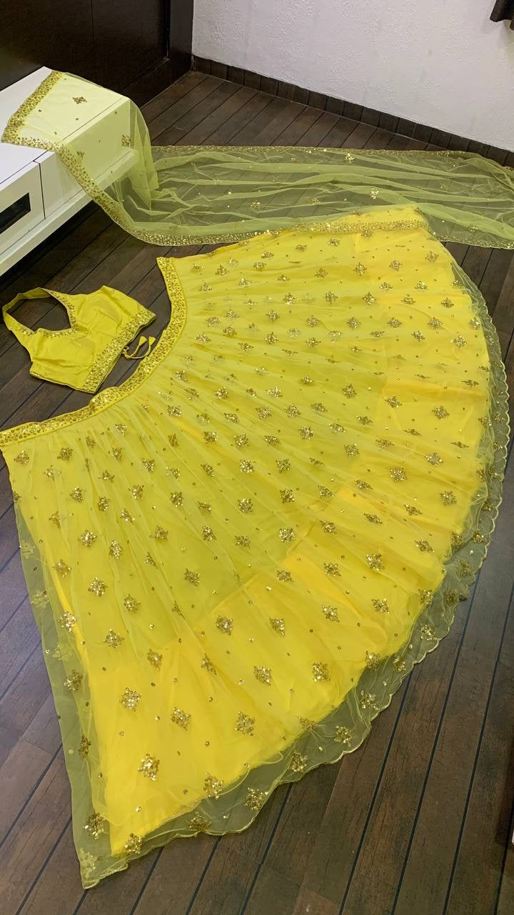 Party Wear Beautiful Lehenga Choli With Sequence & Zari Work