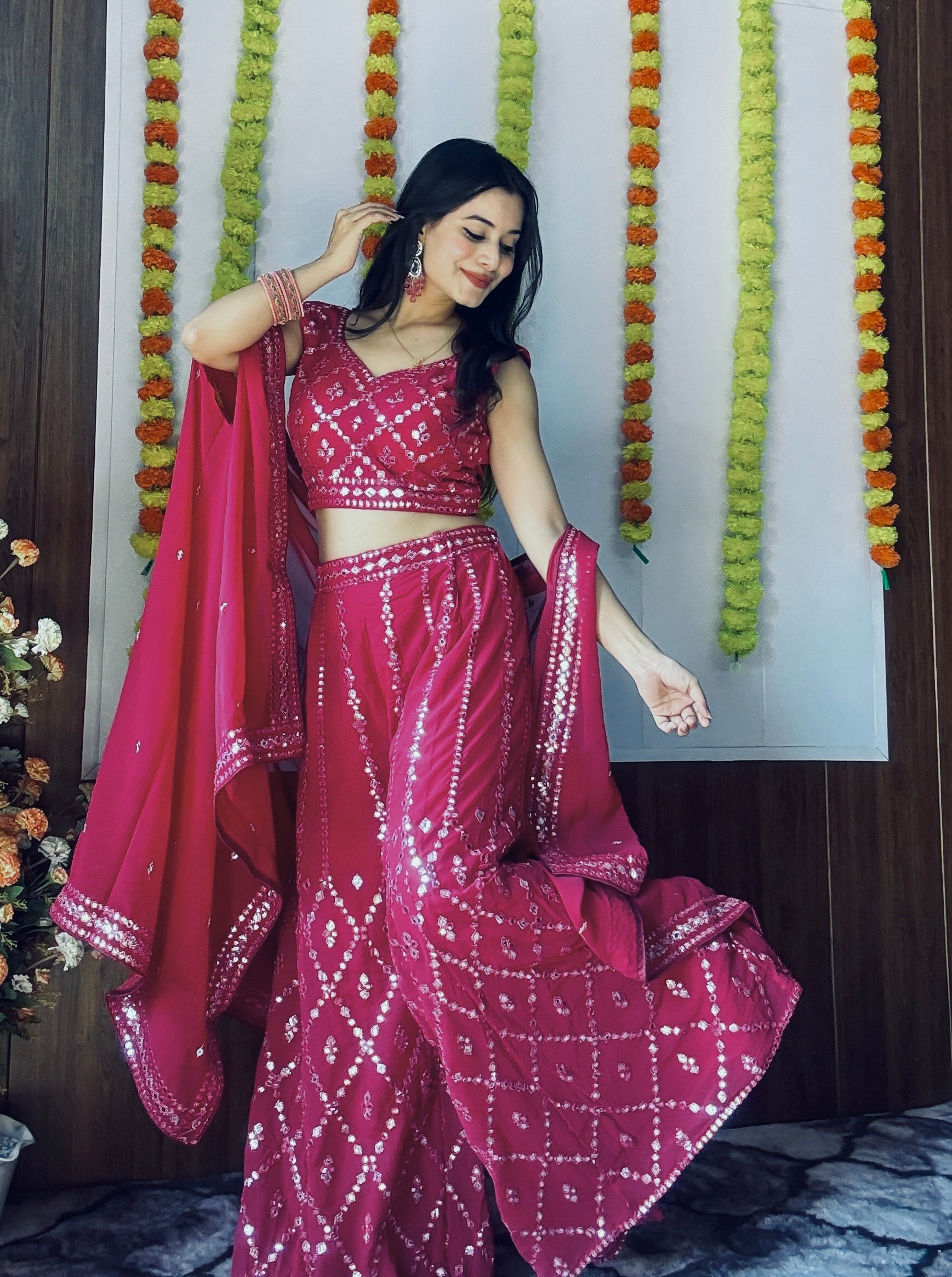 Party Wear Indo Western With Foil Mirror Work & Thread Work