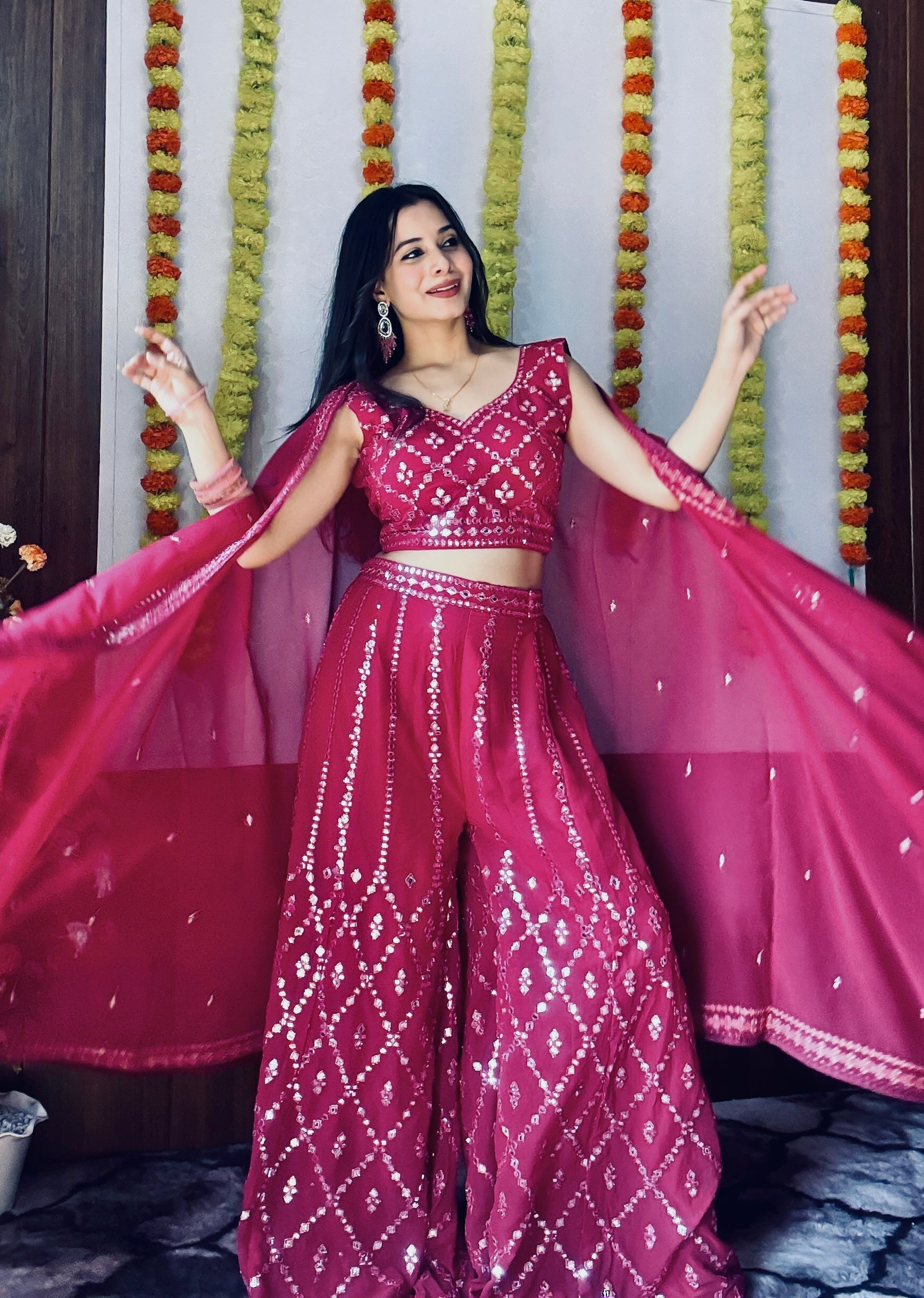 Party Wear Indo Western With Foil Mirror Work & Thread Work