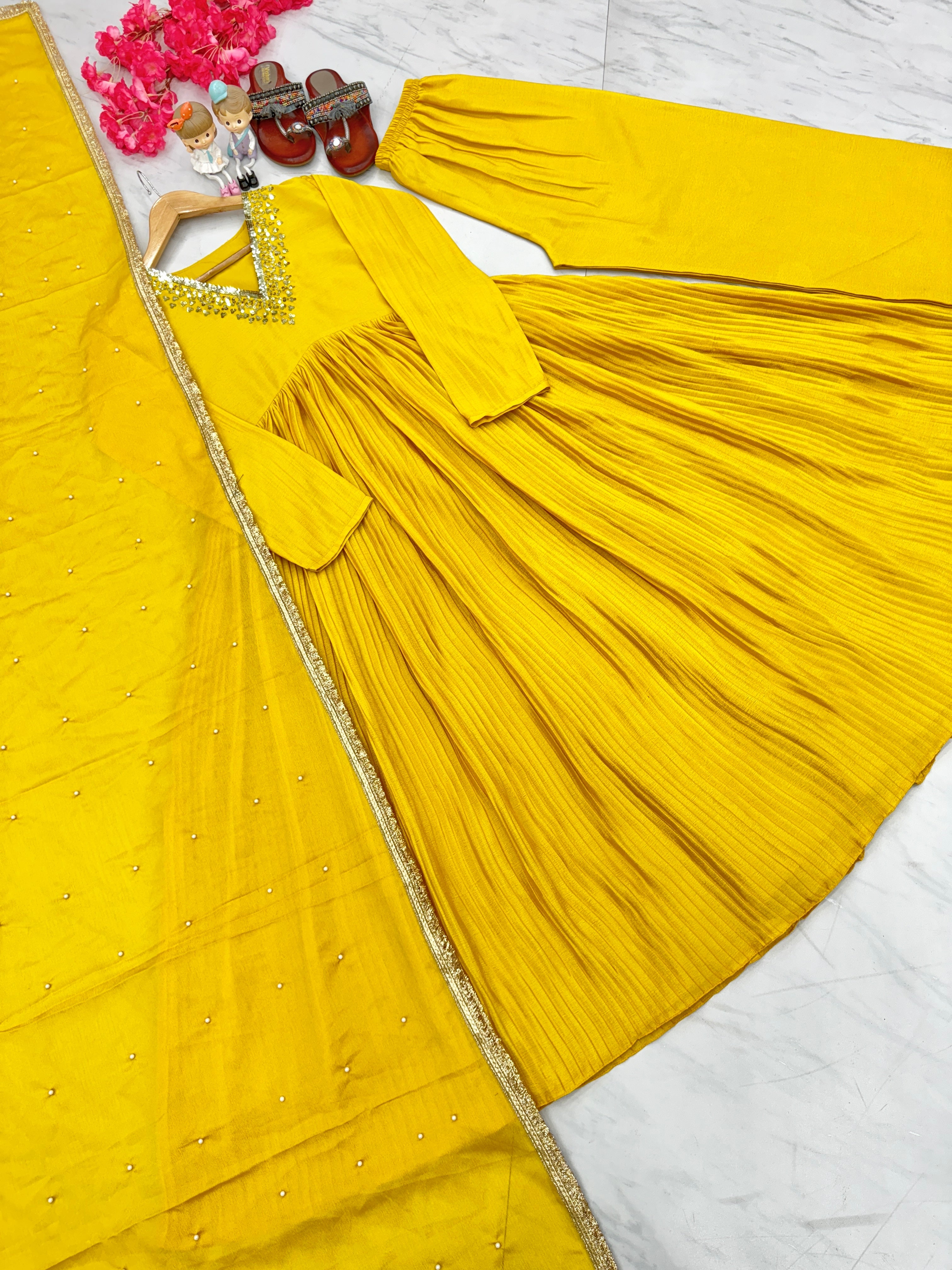 Alia cut Anarkali Gown, Dupatta & Bottom Set