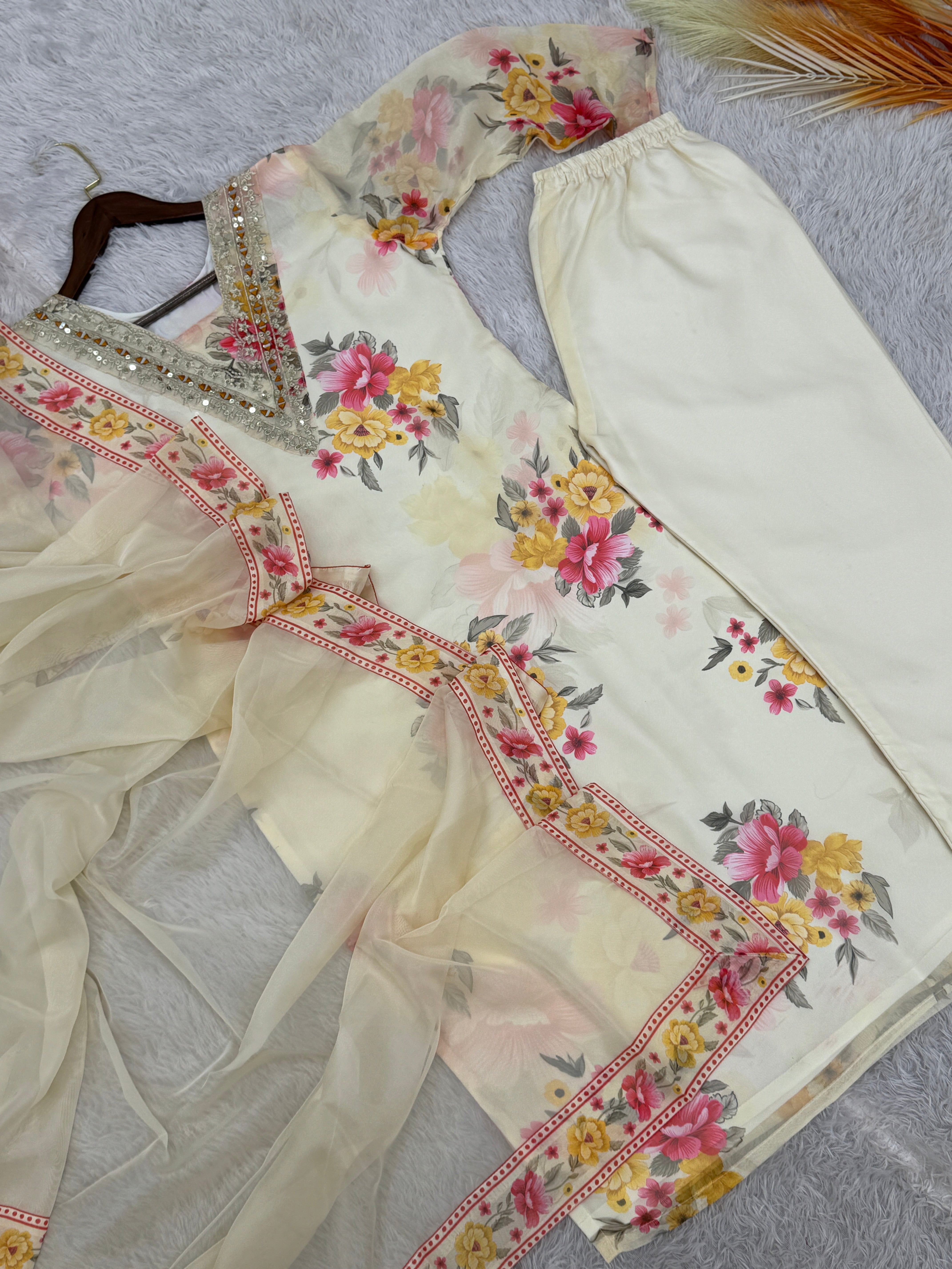 Top-Bottom And Dupatta With Embroidery Sequence Work