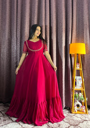 Party Wear Designer Anarkali Gown With Beautiful Koti