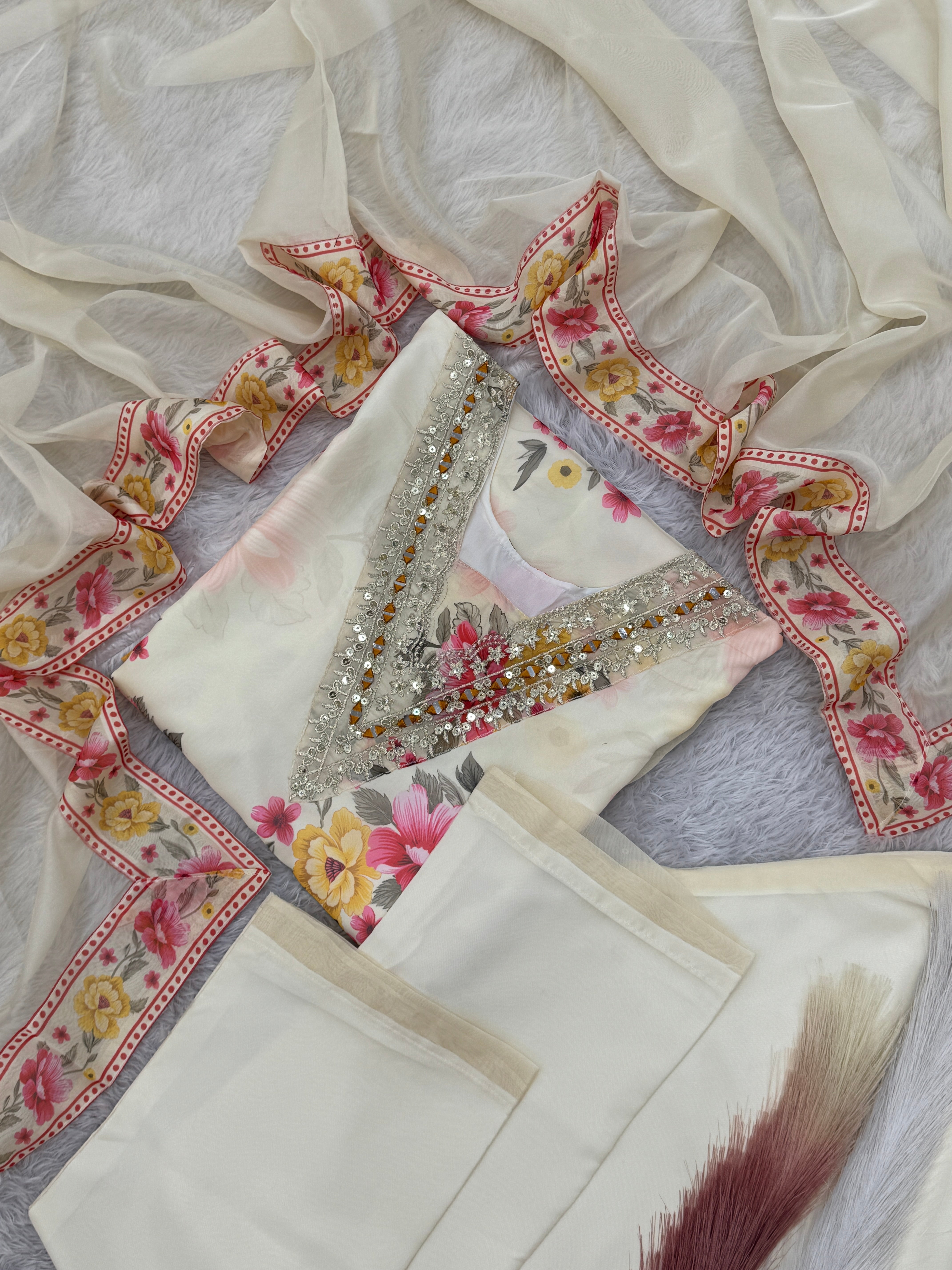 Top-Bottom And Dupatta With Embroidery Sequence Work