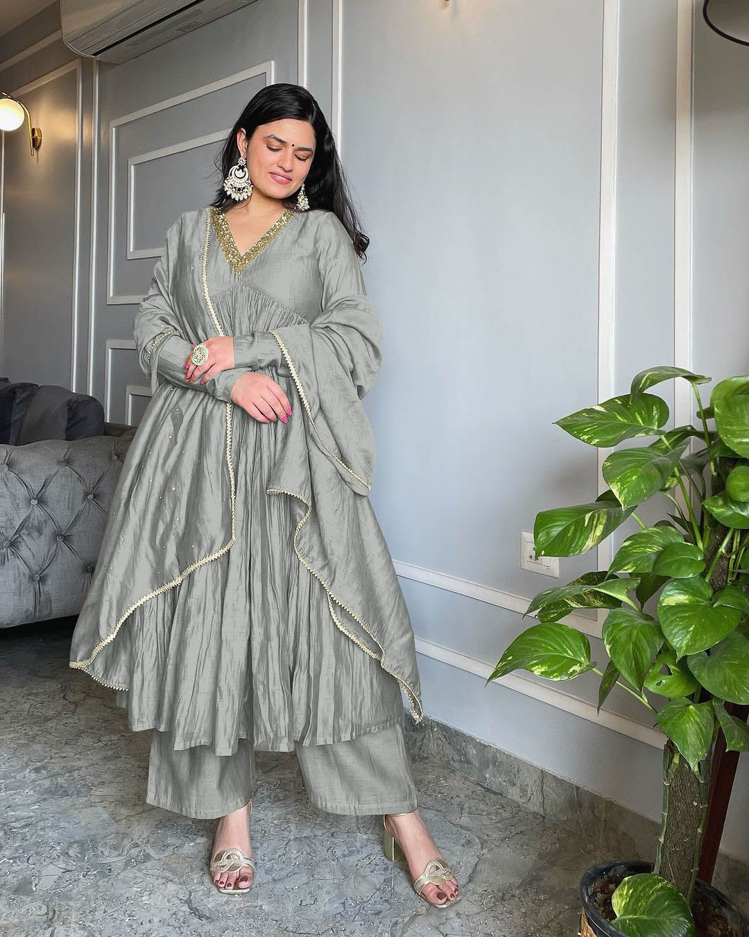 Alia cut Anarkali Gown, Dupatta & Bottom Set