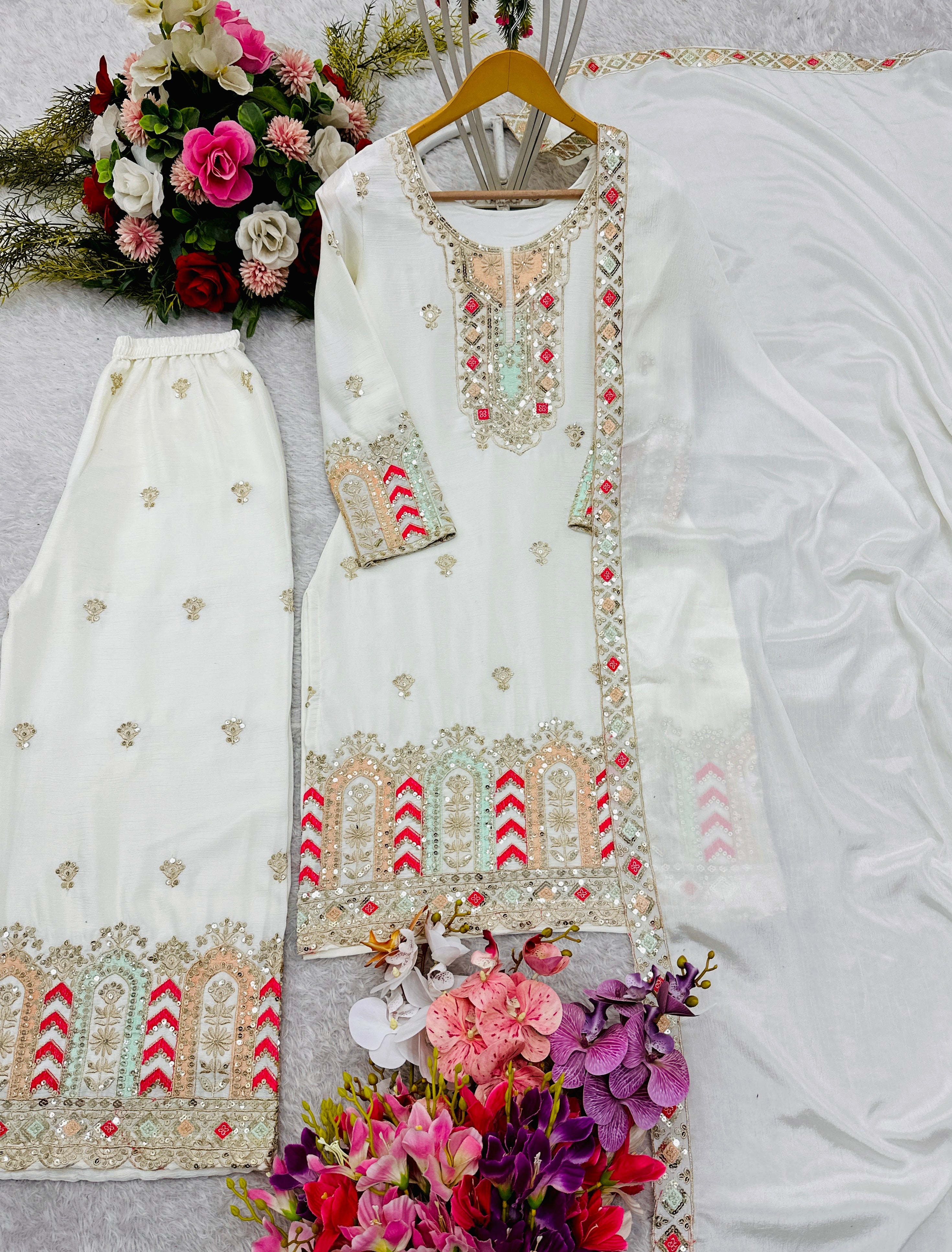 Party Wear Beautiful Top-Palzzo With Dupatta