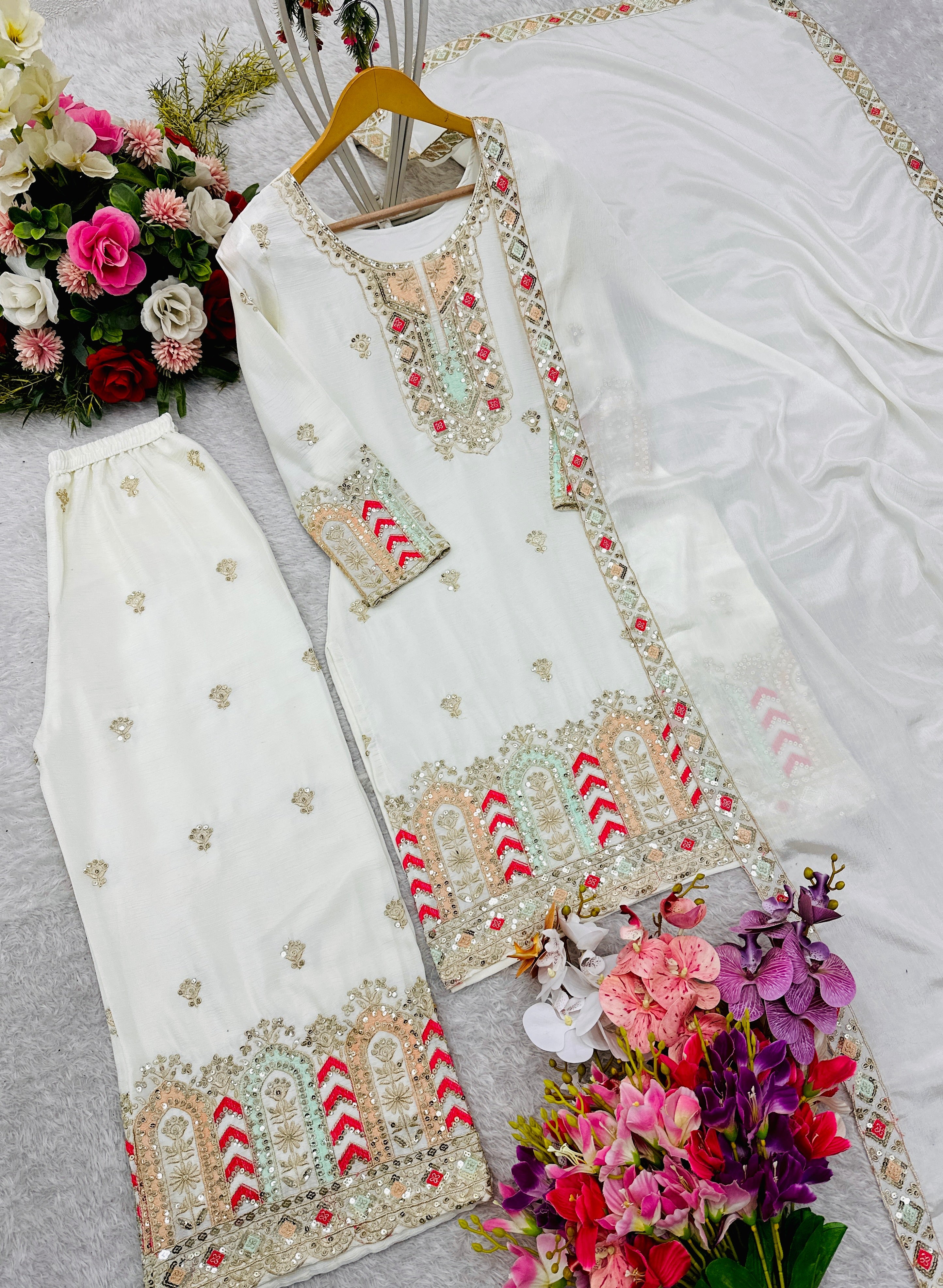Party Wear Beautiful Top-Palzzo With Dupatta