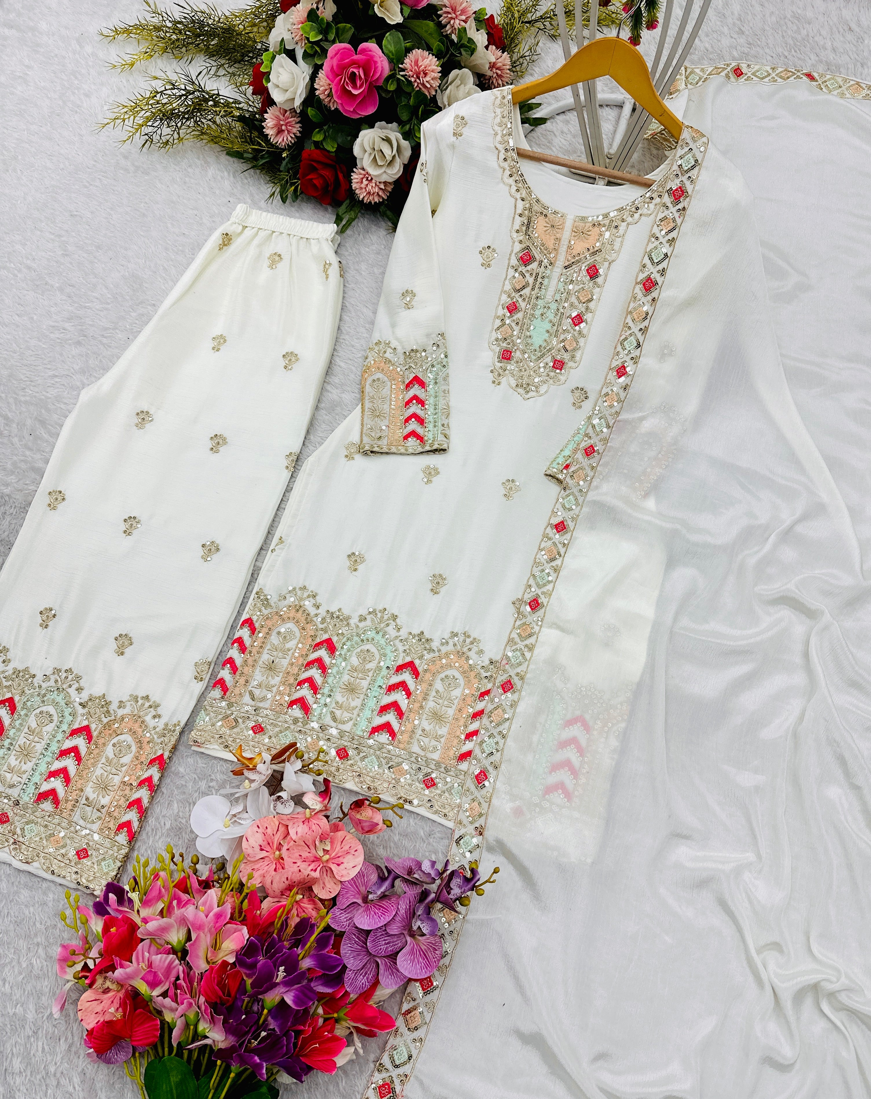 Party Wear Beautiful Top-Palzzo With Dupatta