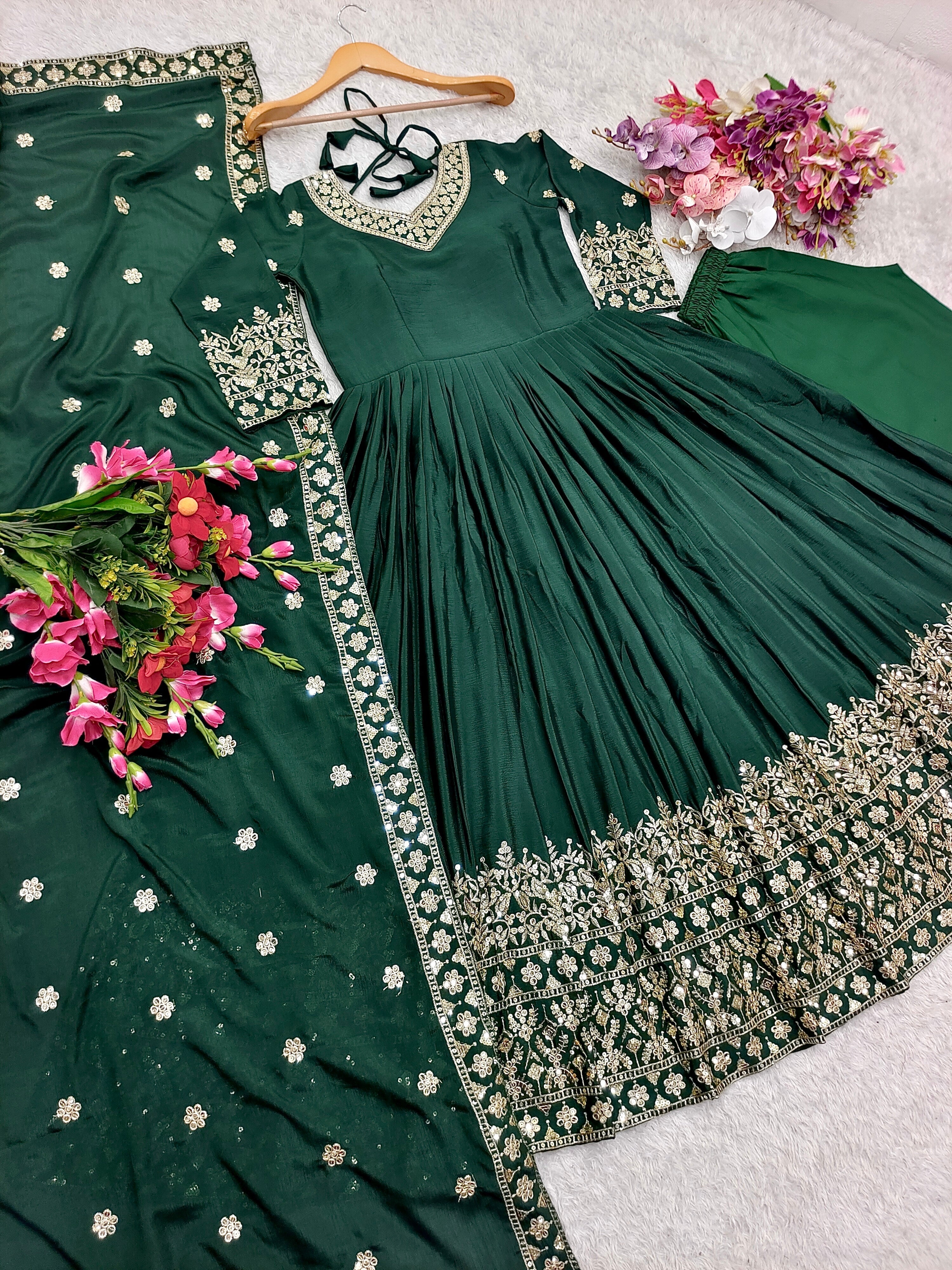 Party Wear Designer Gown-Pent And Dupatta Set