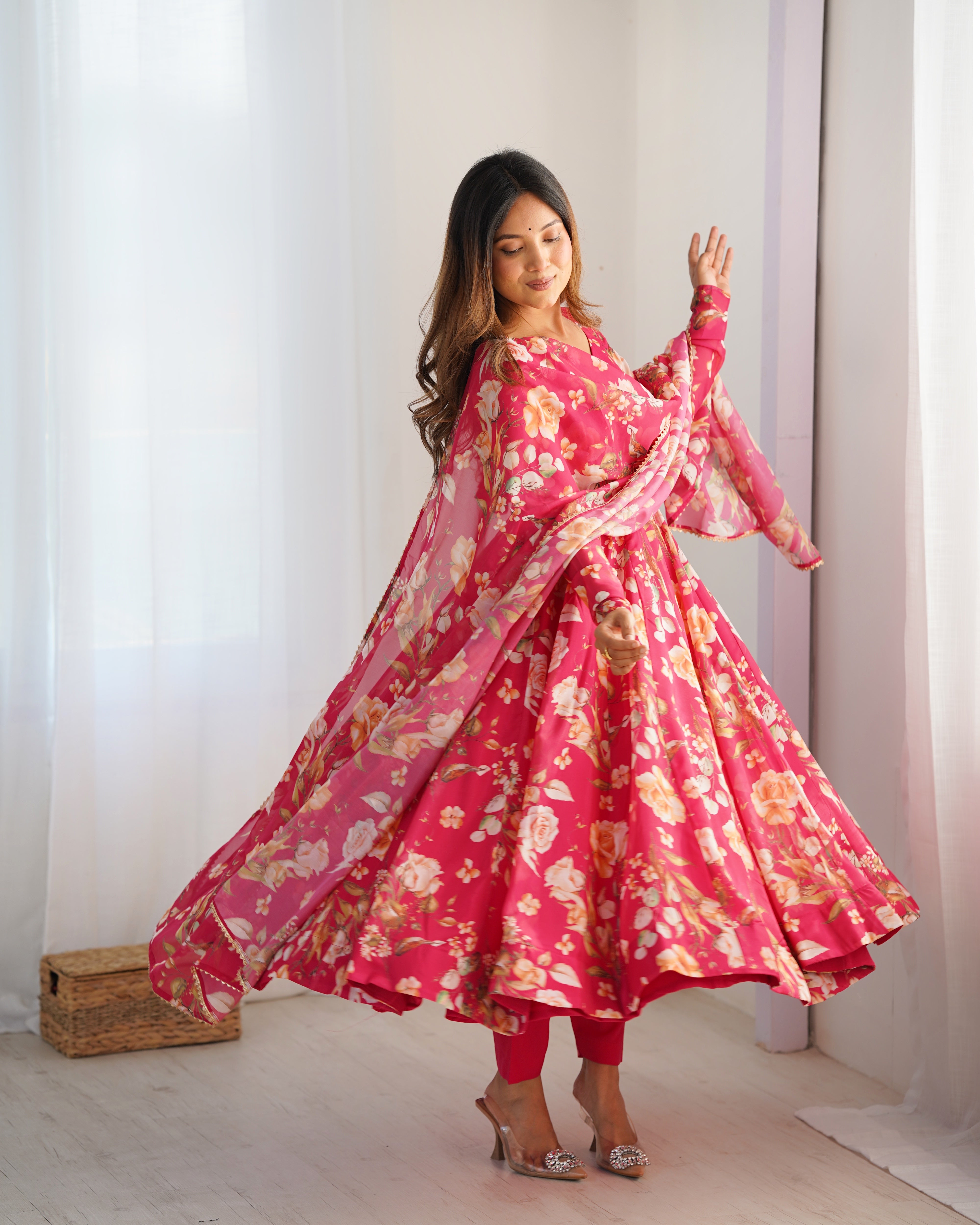 Beautiful Party Wear Anarkali Gown With Dupatta