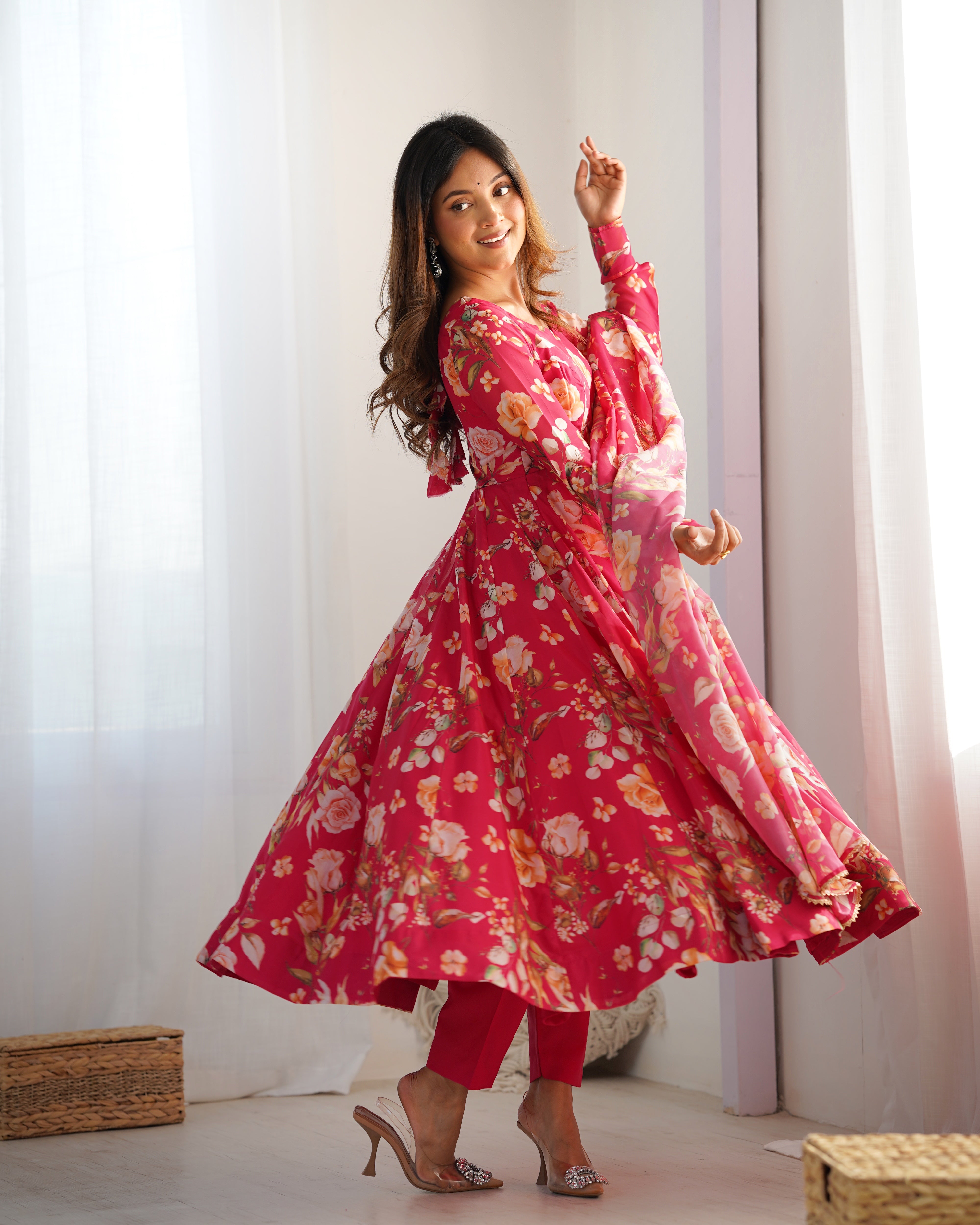 Beautiful Party Wear Anarkali Gown With Dupatta