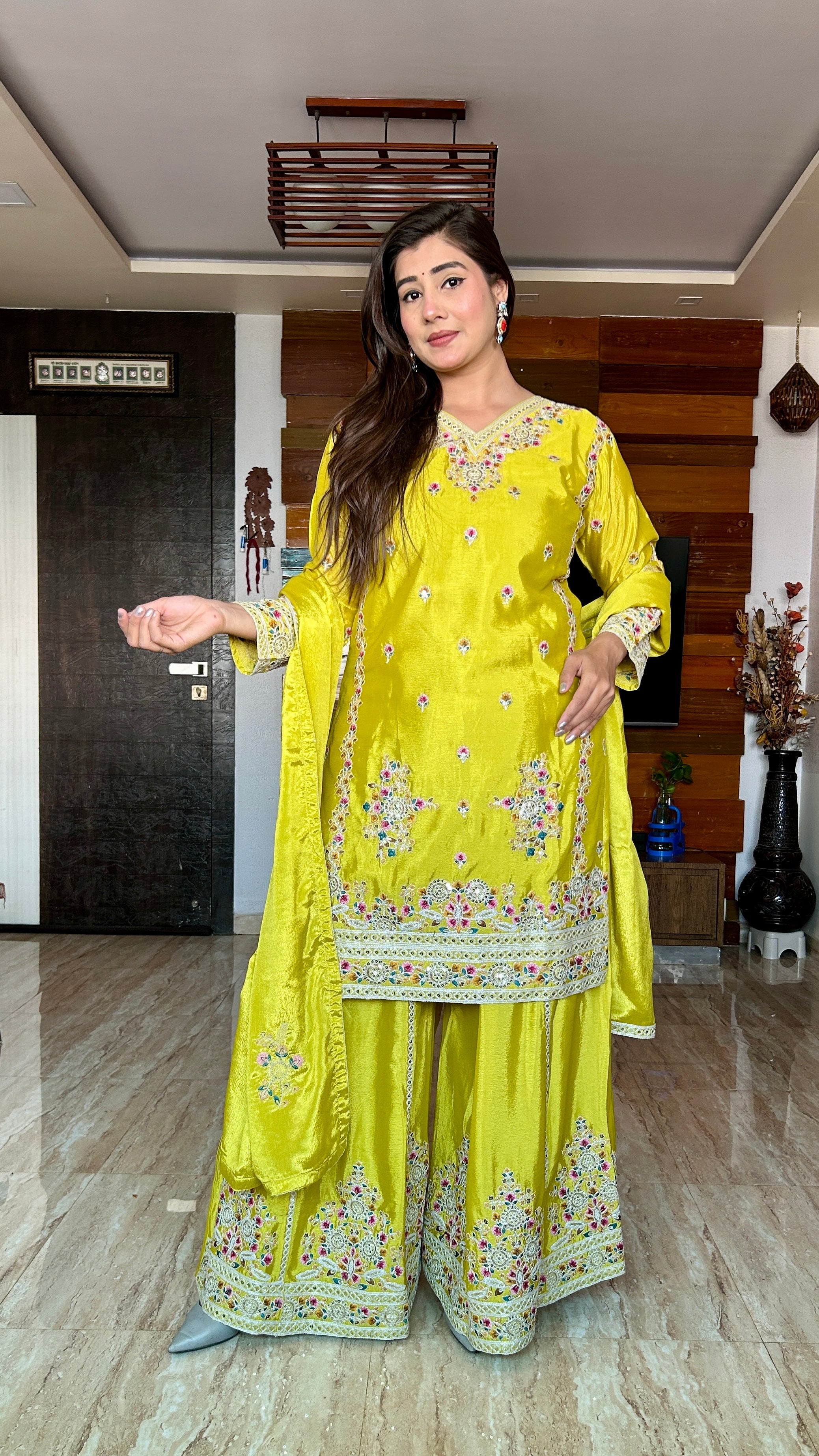 Party Wear Designer Top-Sarara And Dupatta