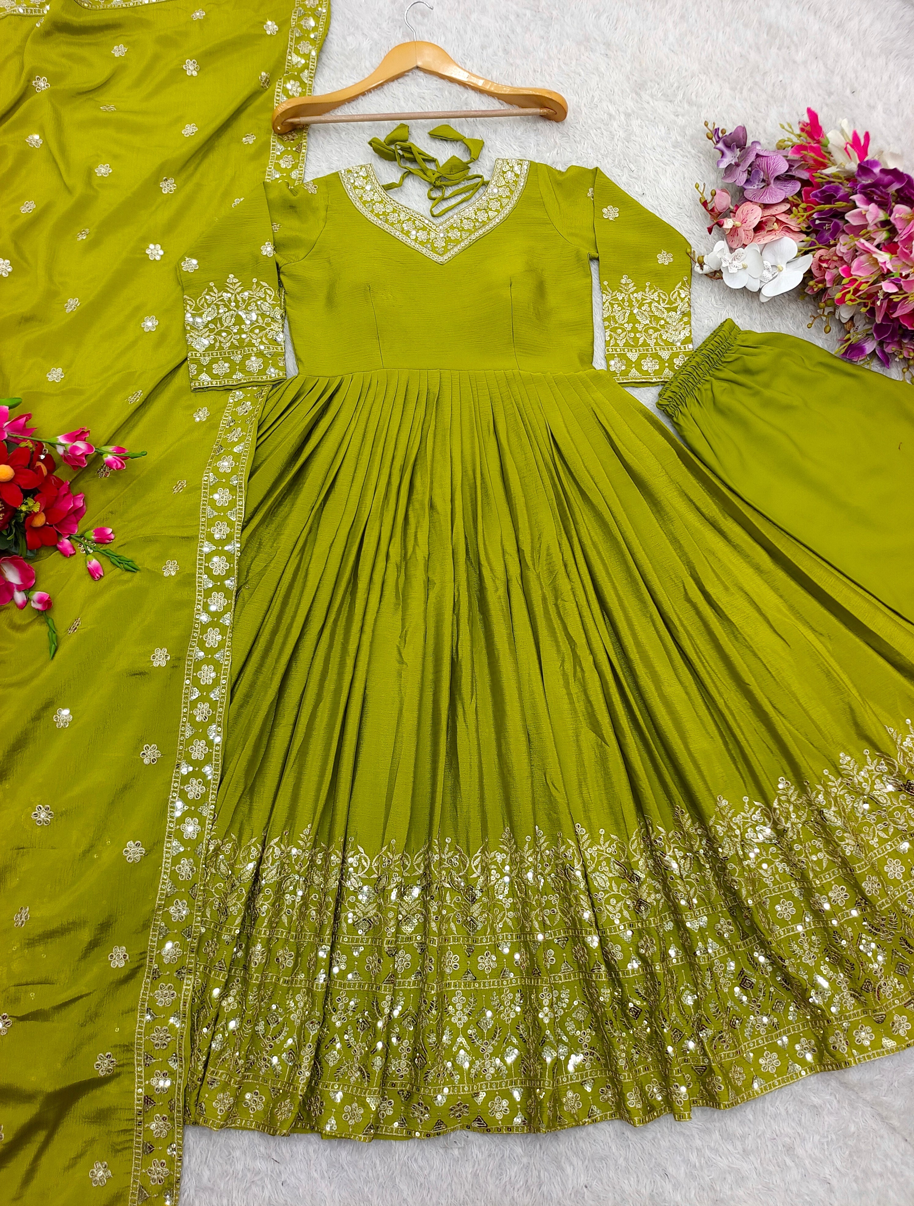 Party Wear Designer Gown-Pent And Dupatta Set