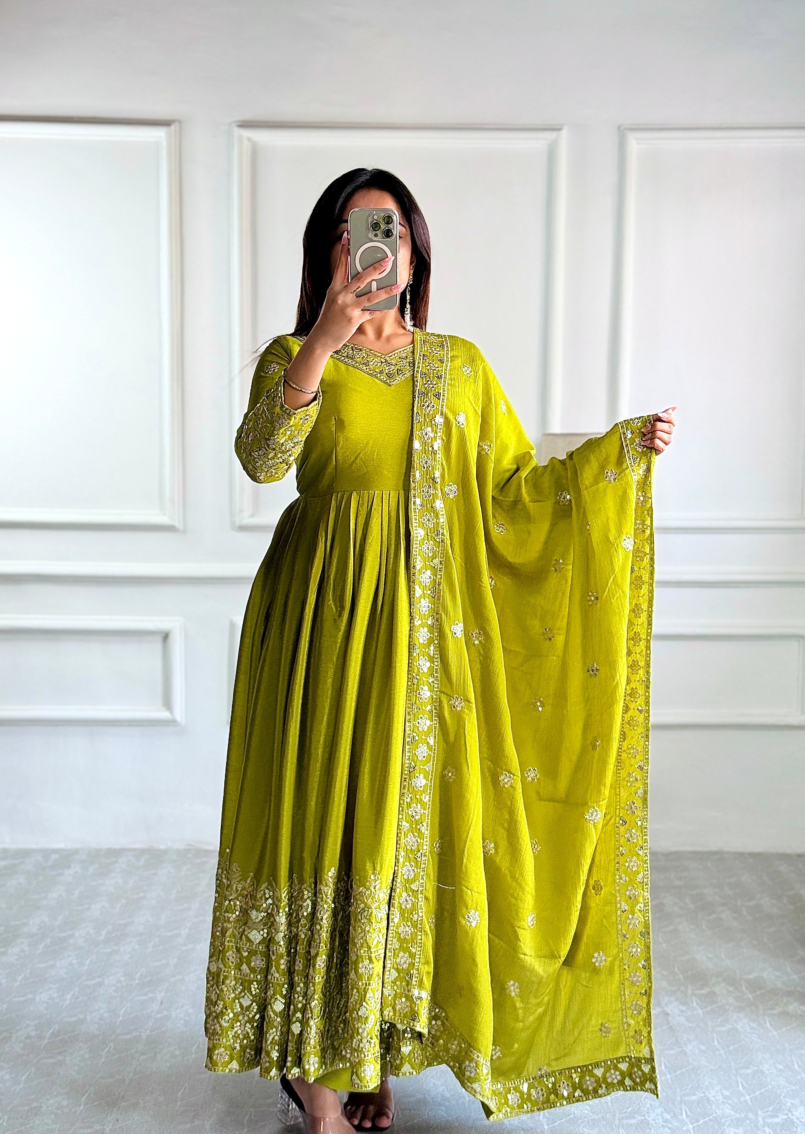 Party Wear Designer Gown-Pent And Dupatta Set