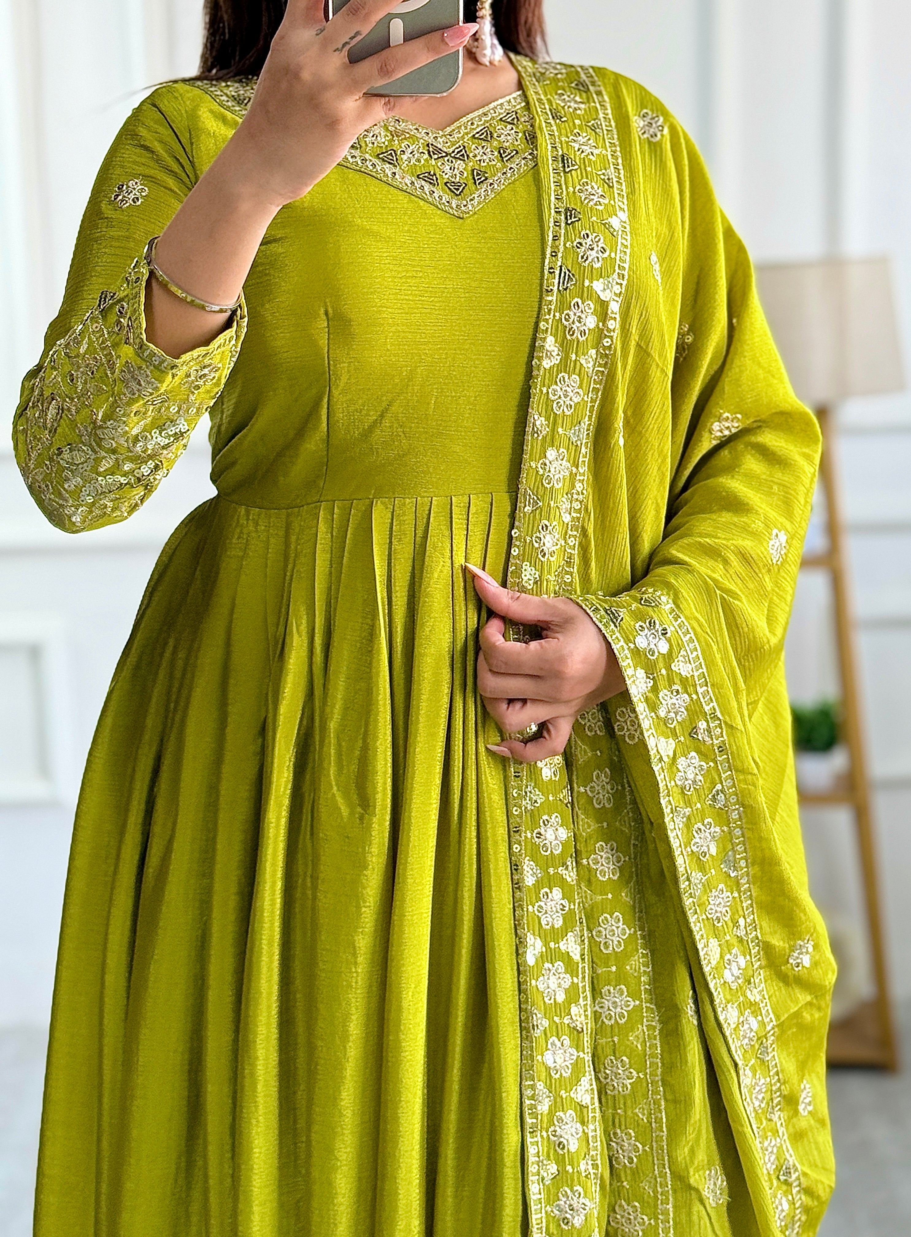 Party Wear Designer Gown-Pent And Dupatta Set