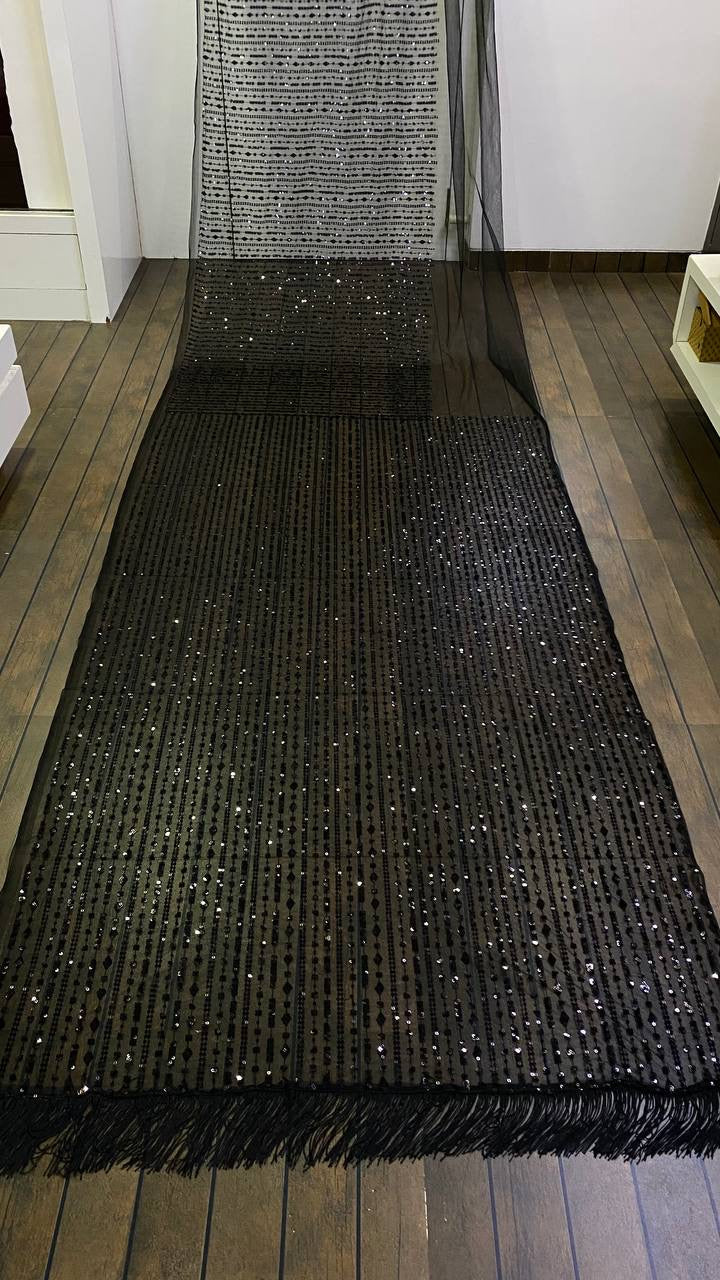 Party Wear Designer Saree With Sequence & Thread Work