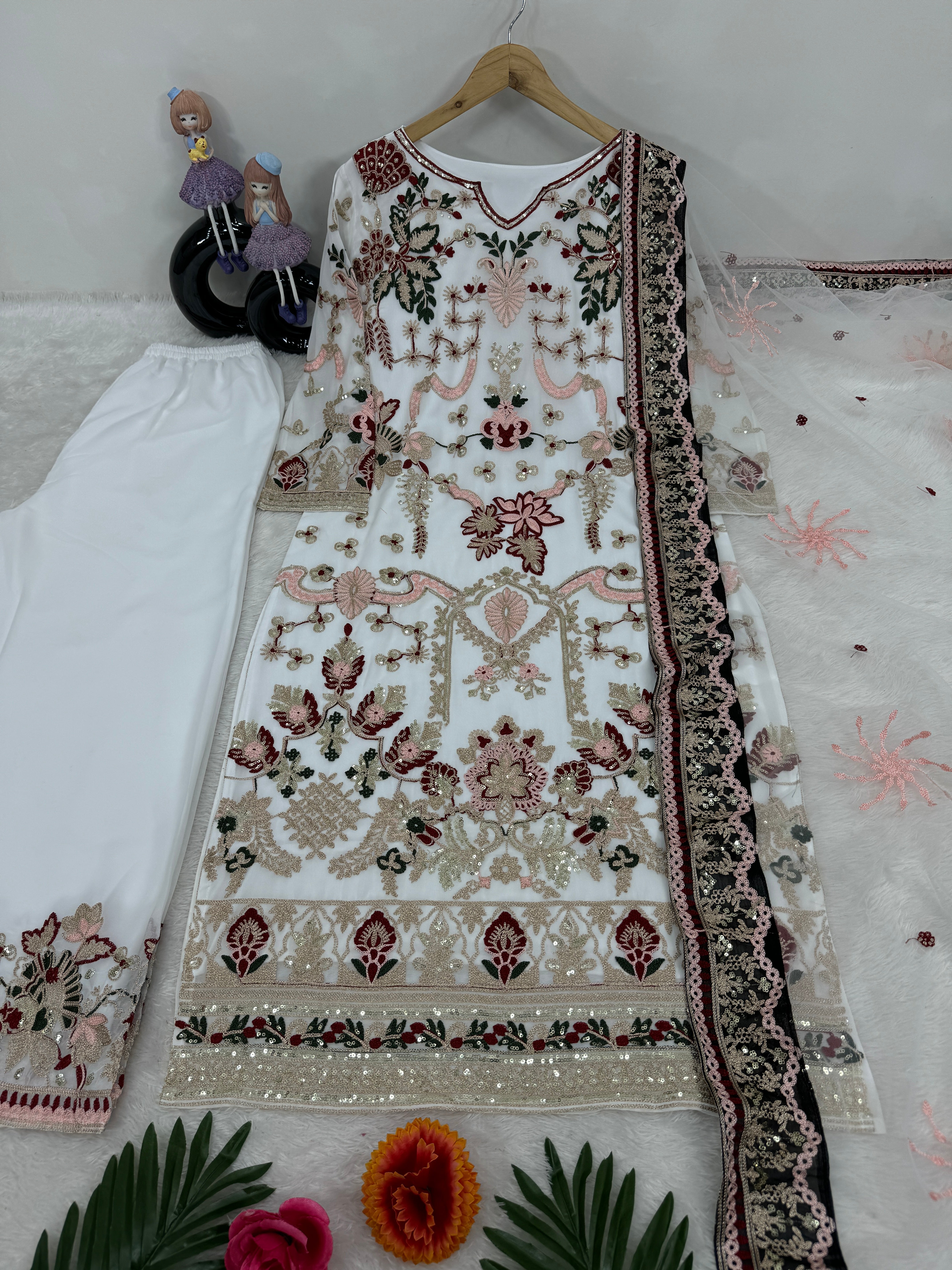 Party Wear Designer Top Pent And Dupatta With Sequence Work