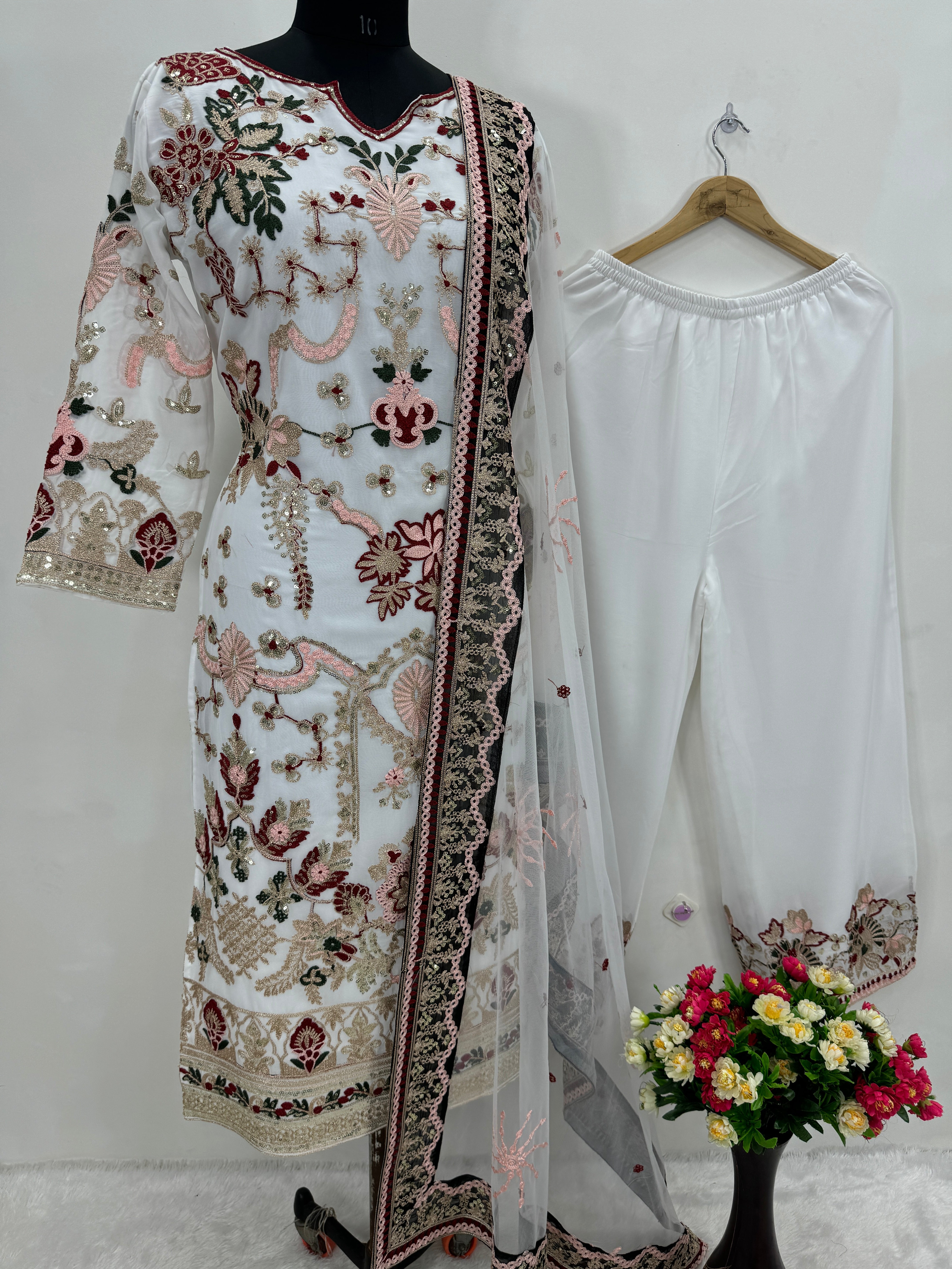 Party Wear Designer Top Pent And Dupatta With Sequence Work