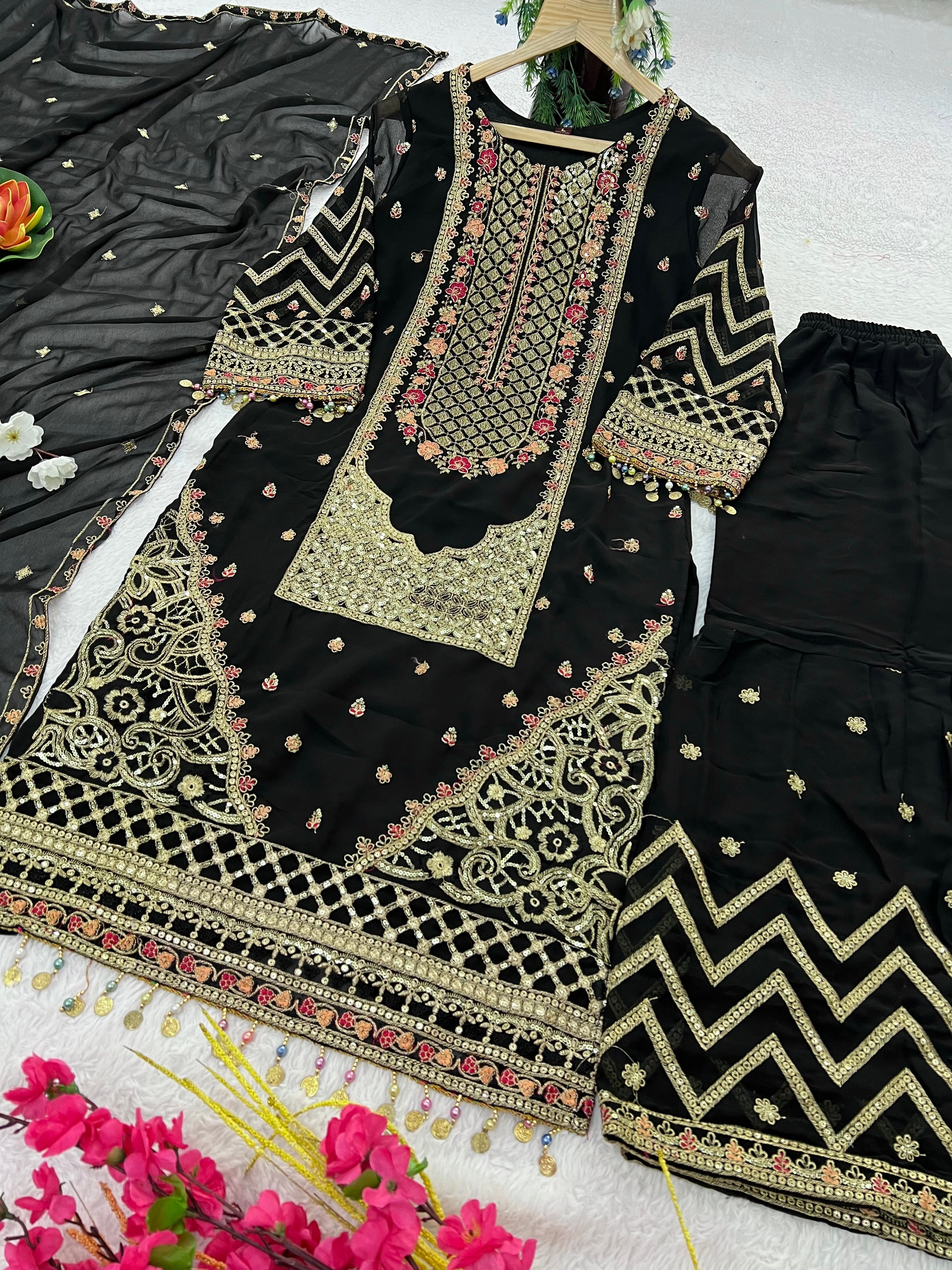 Designer Party Wear Top-Bottom And Beautiful Dupatta