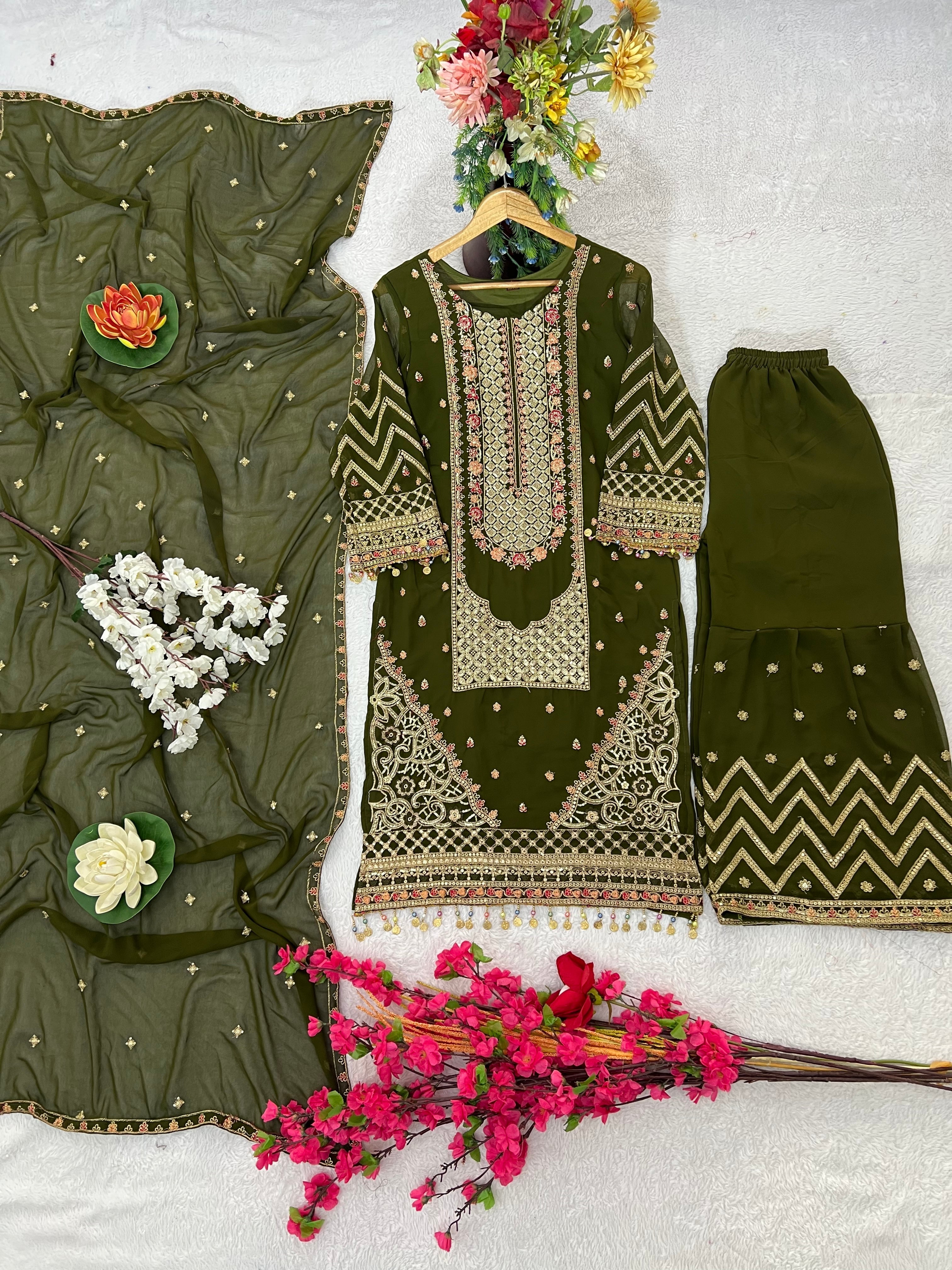 Designer Party Wear Top-Bottom And Beautiful Dupatta