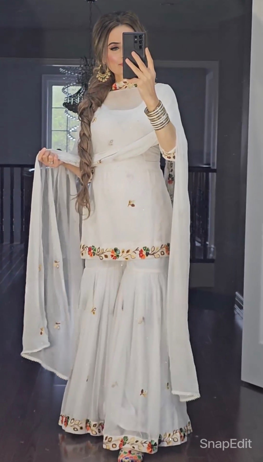 Designer Party Wear Look Top , Sharara Plazzo And Dupatta