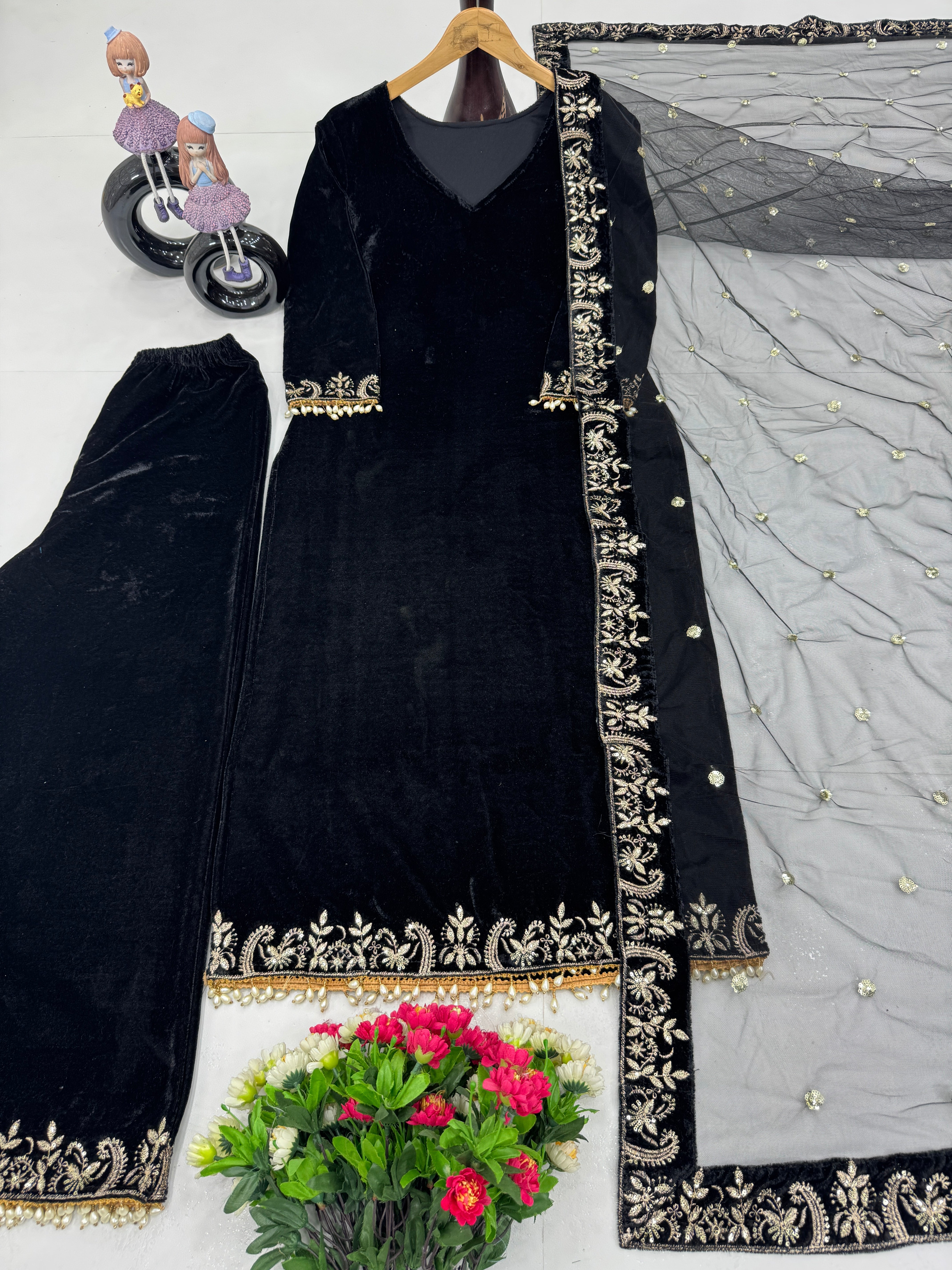 Designer Party Wear Top Plazzo And Dupatta