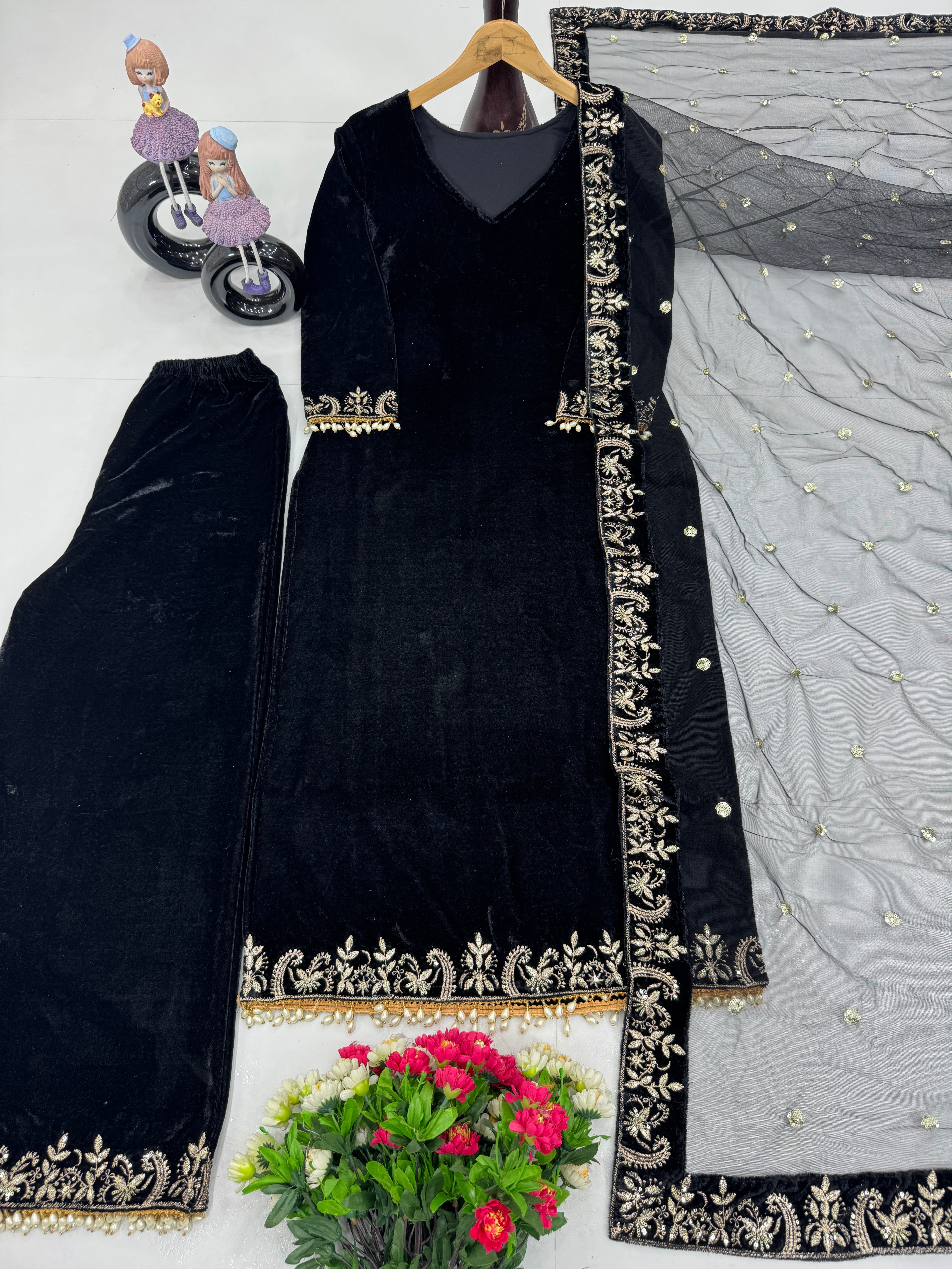 Designer Party Wear Top Plazzo And Dupatta
