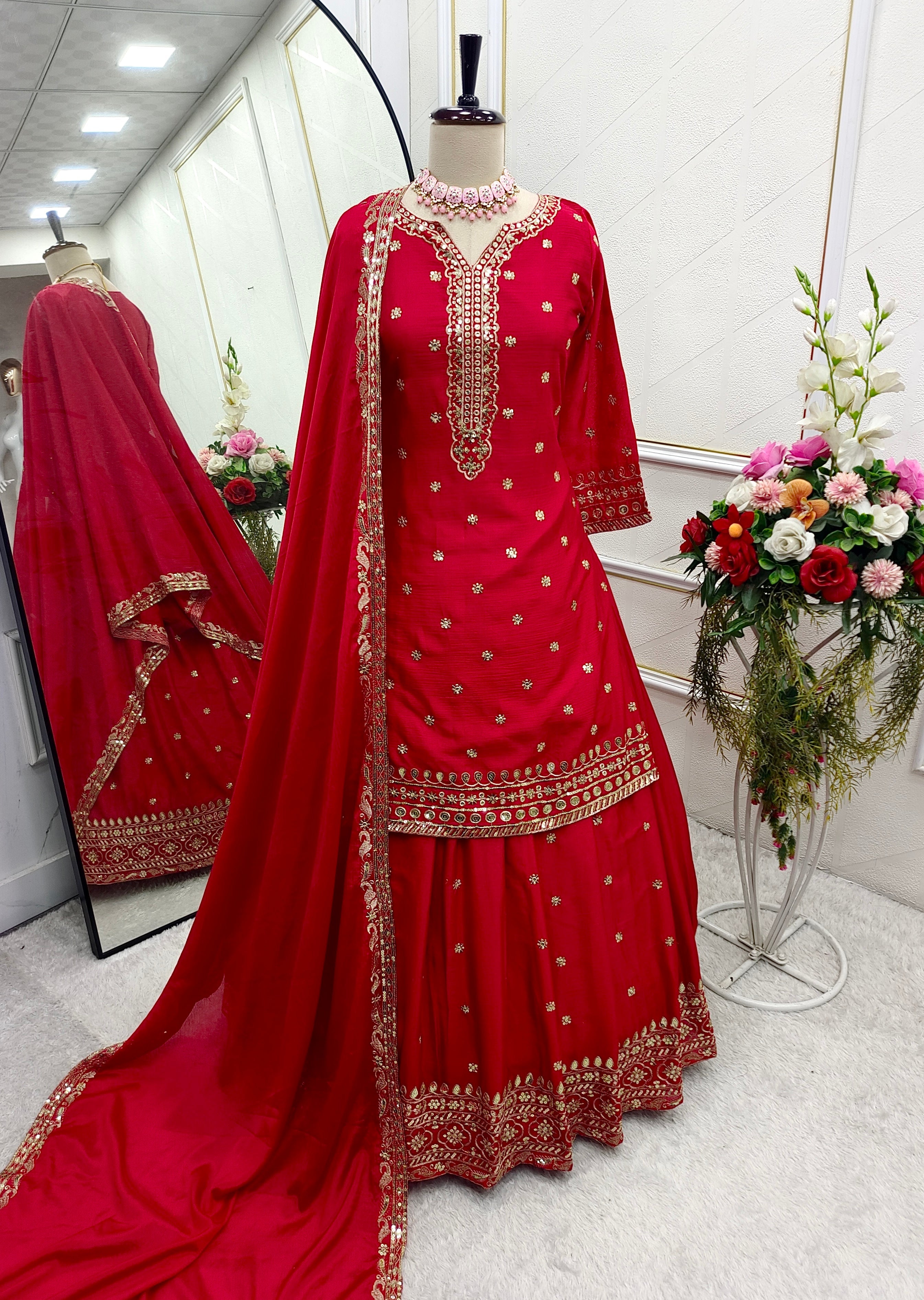 Beautiful Top-Lehenga And Dupatta With Embroidery Sequence Work