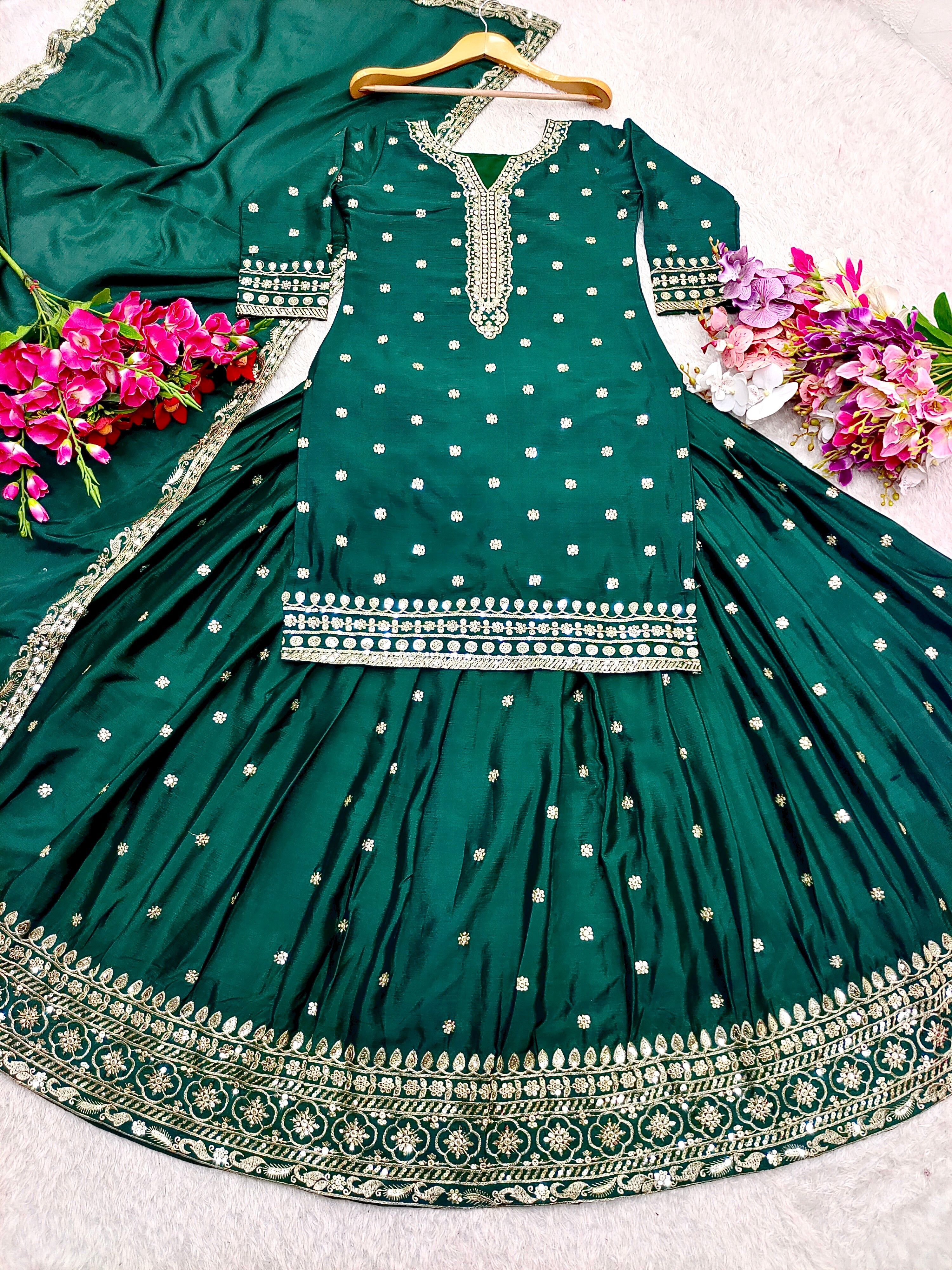 Beautiful Top-Lehenga And Dupatta With Embroidery Sequence Work