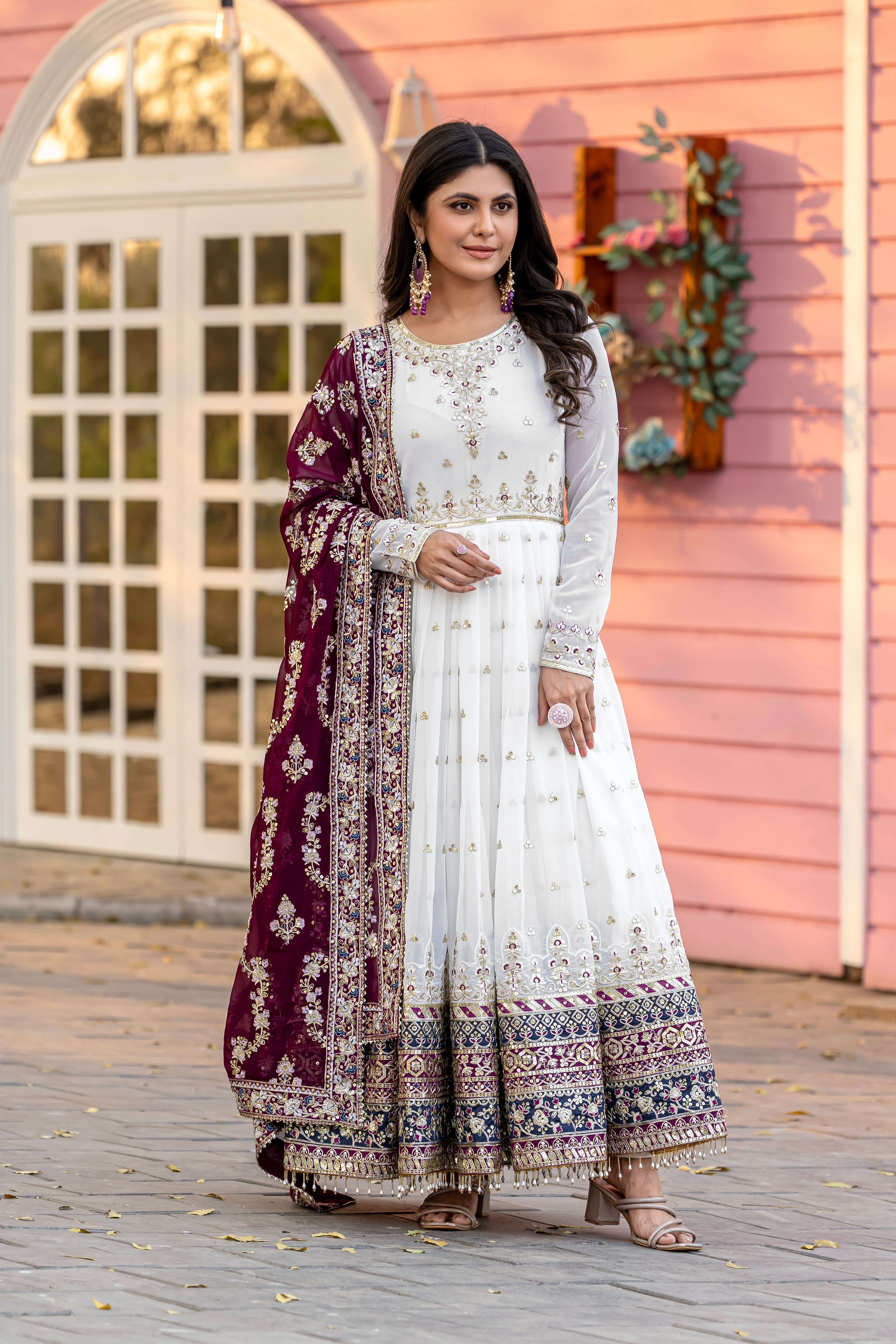 Party Wear Look Heavy Faux Georgette Gown, Dupatta & Bottom Set