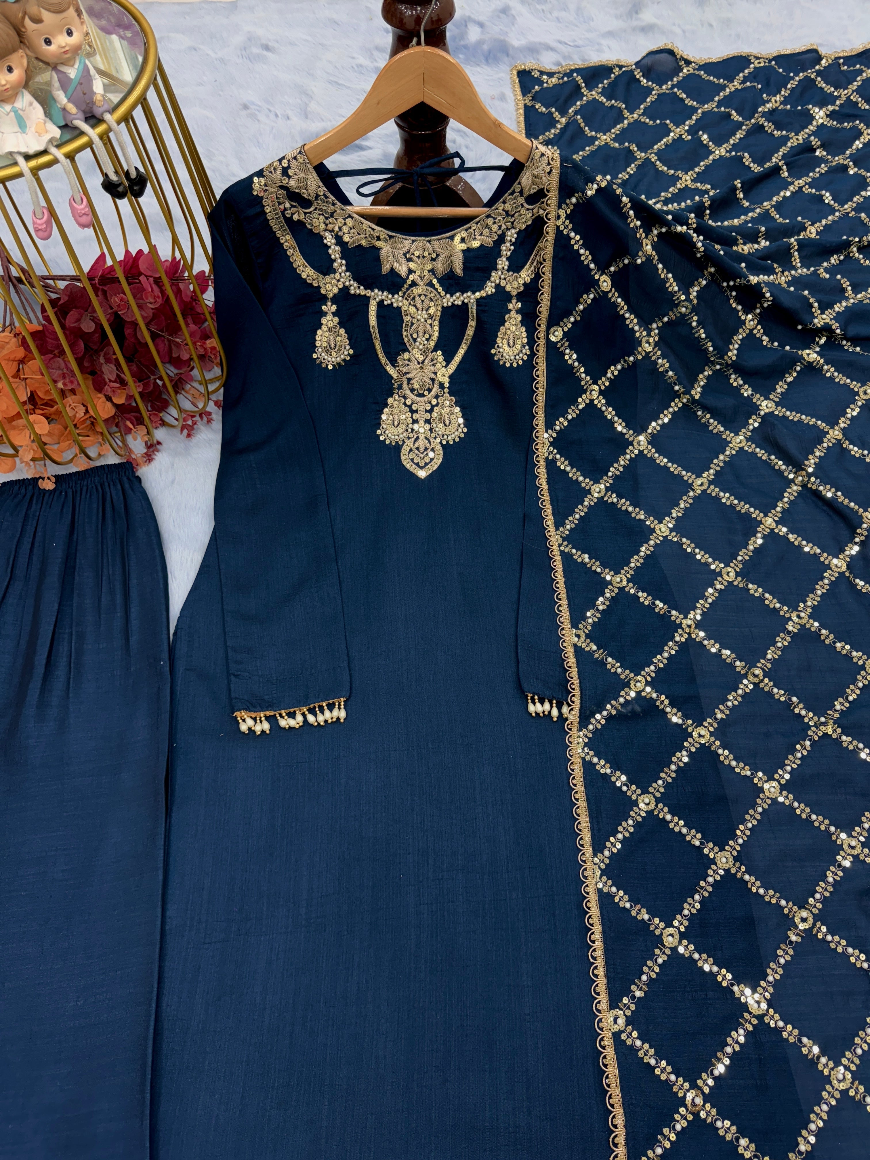 Designer Party Wear Look Top Bottom & Beautiful Dupatta