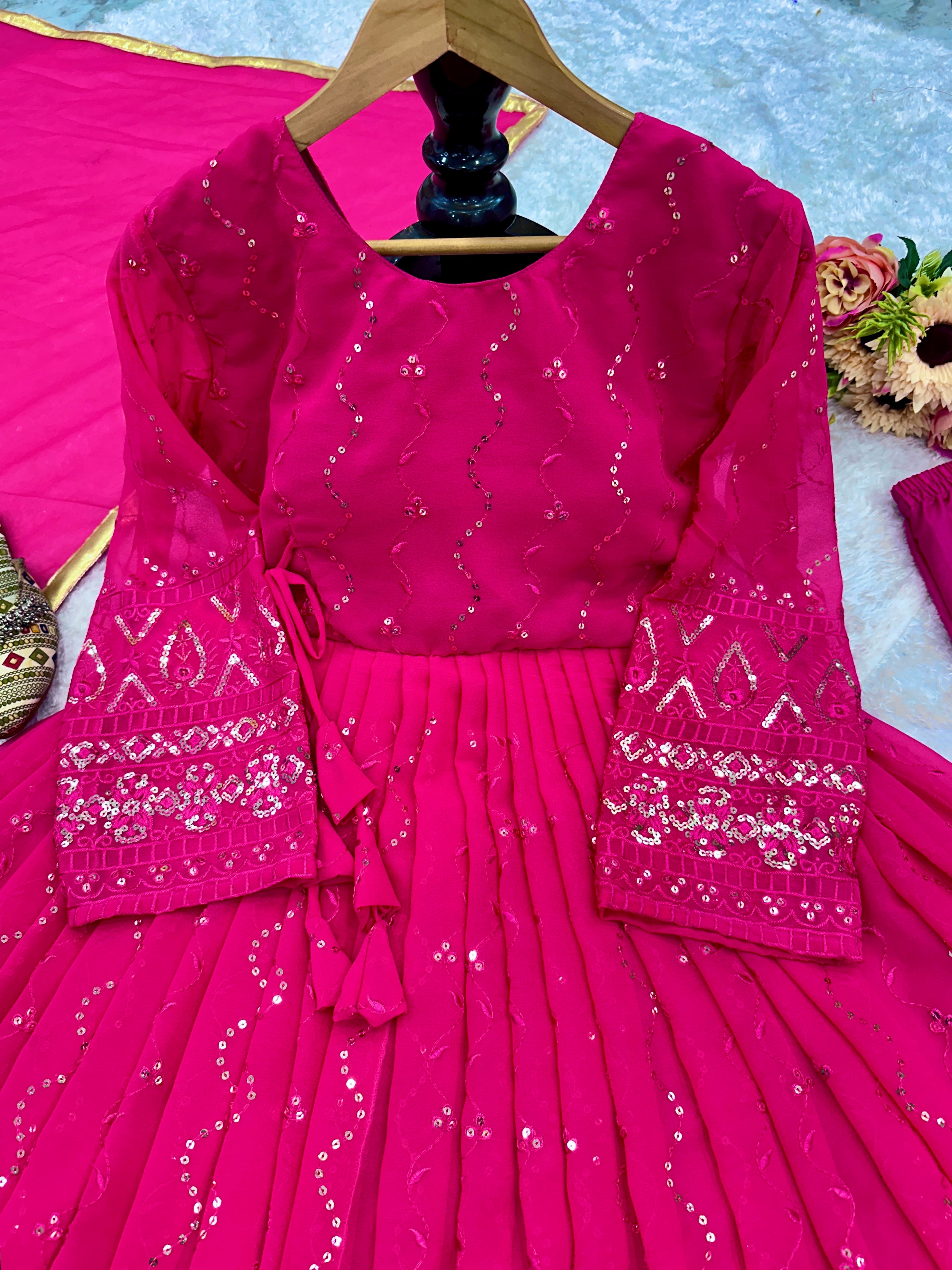 Beautiful Party Wear Anarkali Gown With Pent And Dupatta