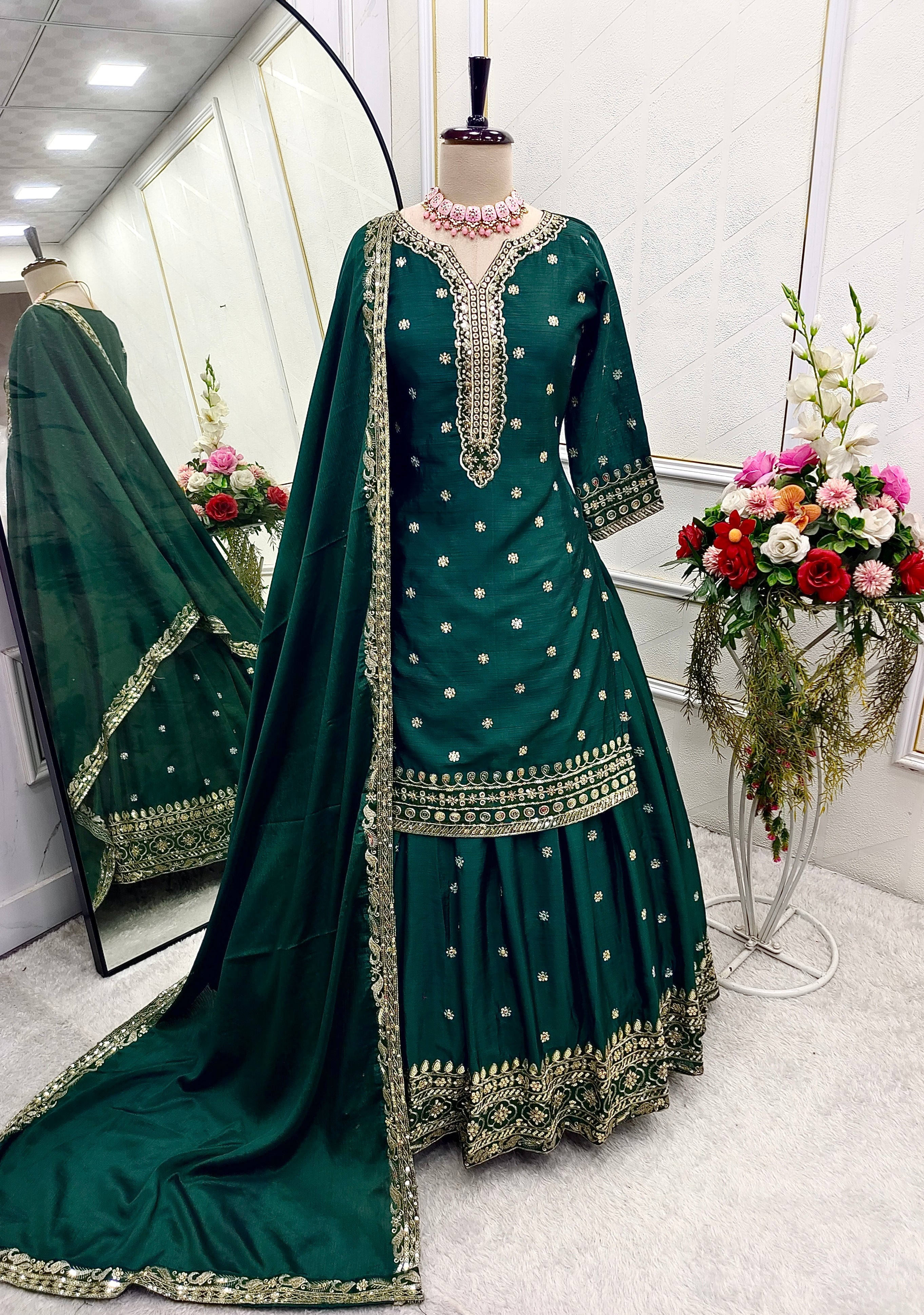 Beautiful Top-Lehenga And Dupatta With Embroidery Sequence Work